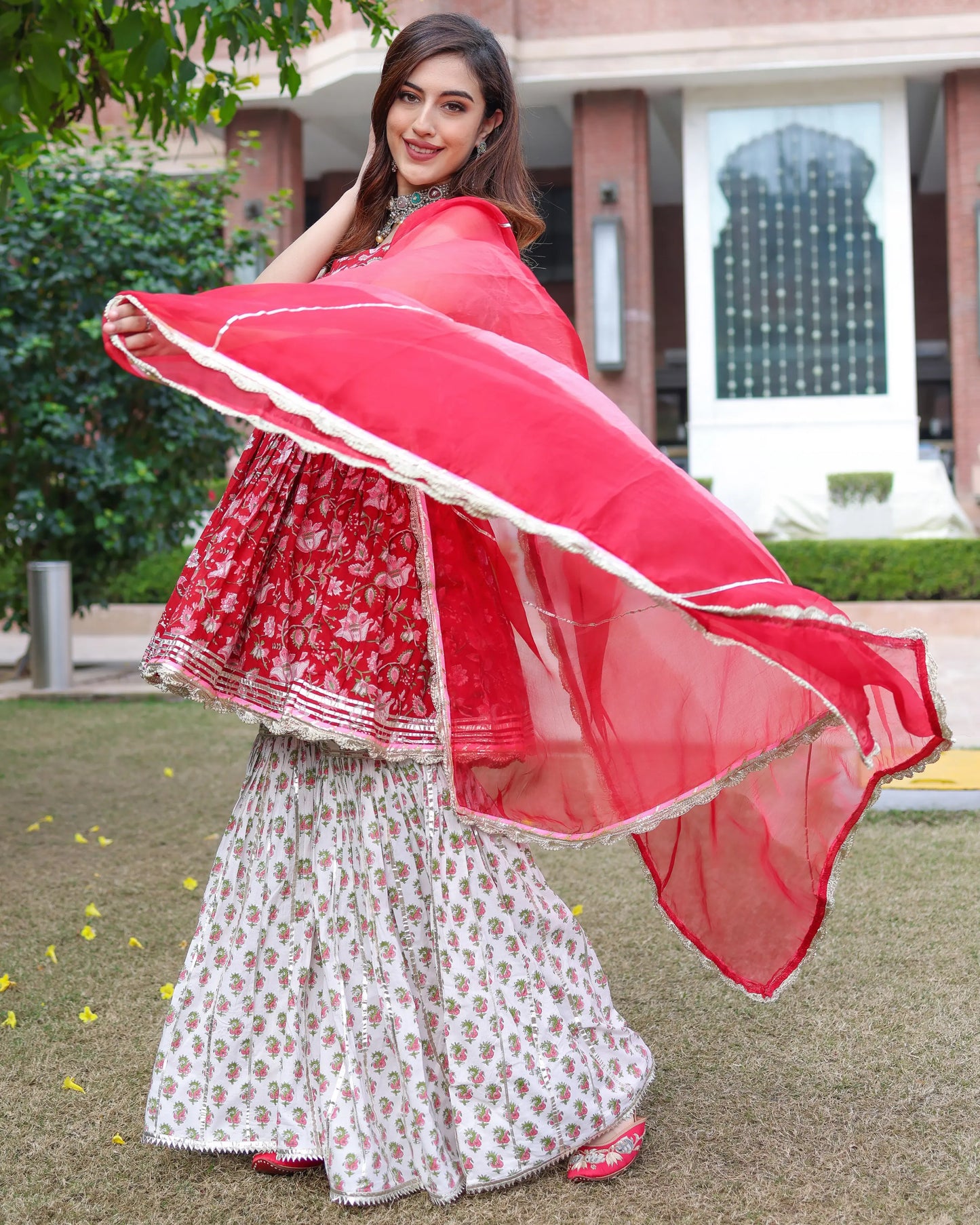 Crabapple Handblock Sharara Set My Store