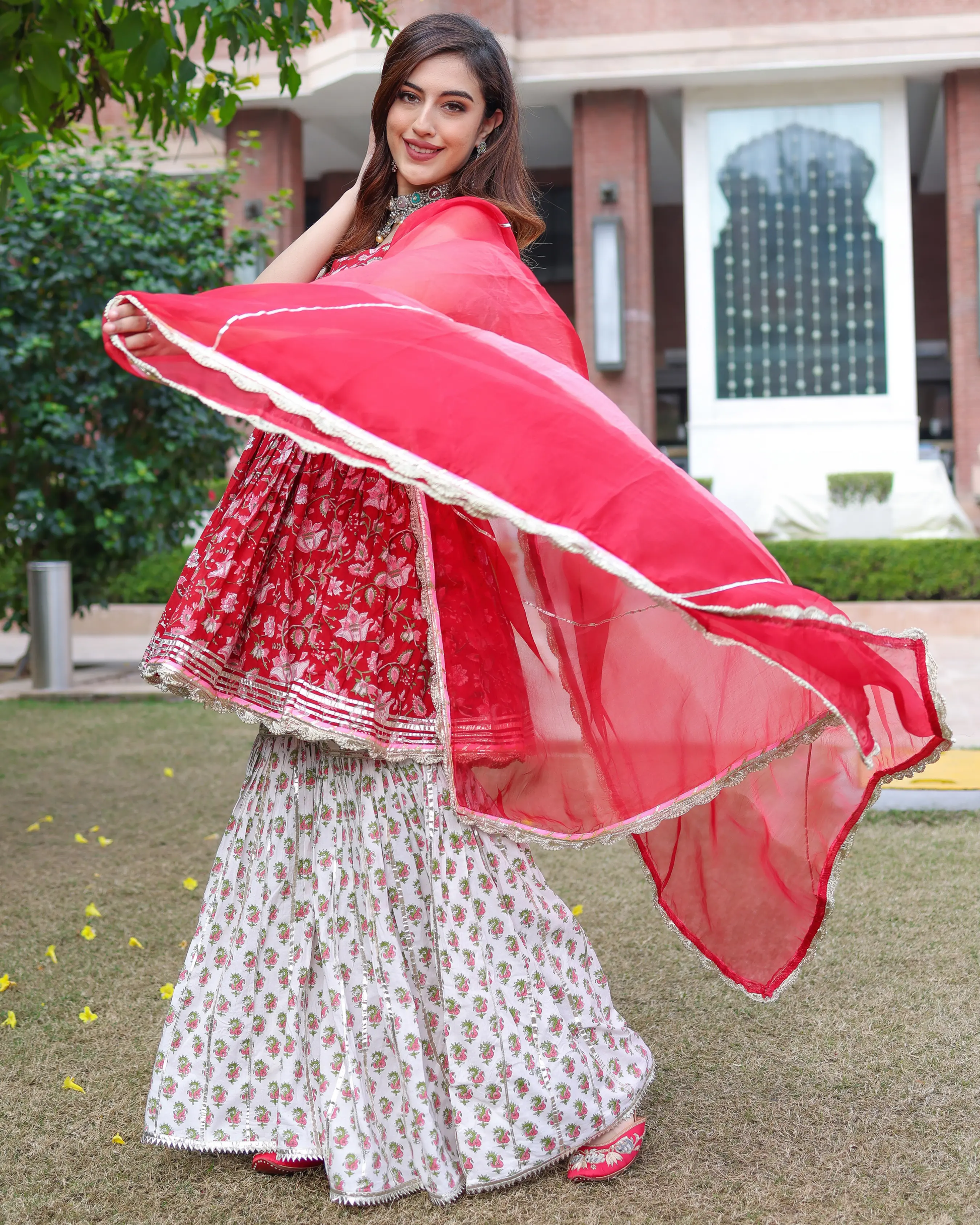 Crabapple Handblock Sharara Set My Store