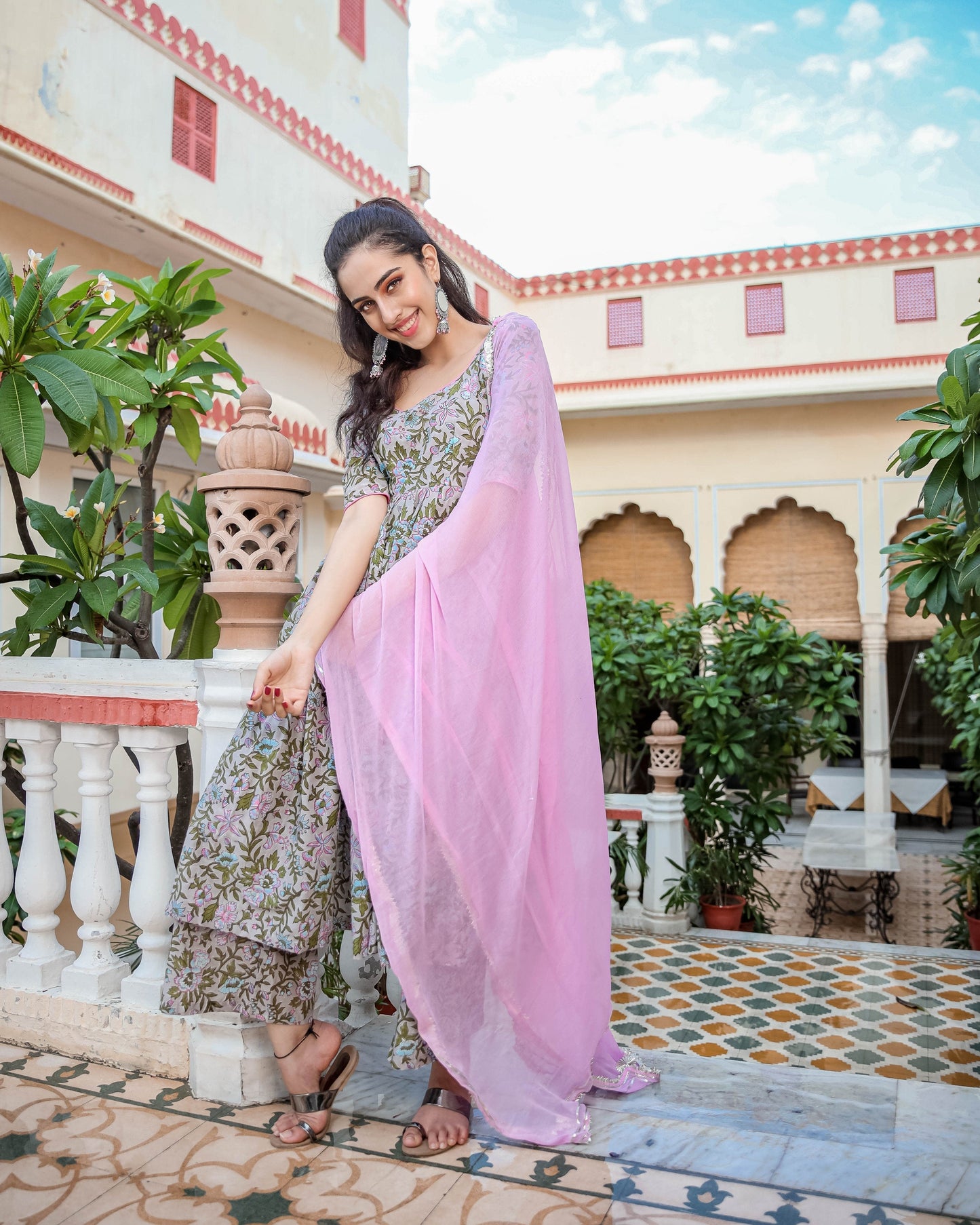 Pink Mermaid Handblock Suit Set My Store