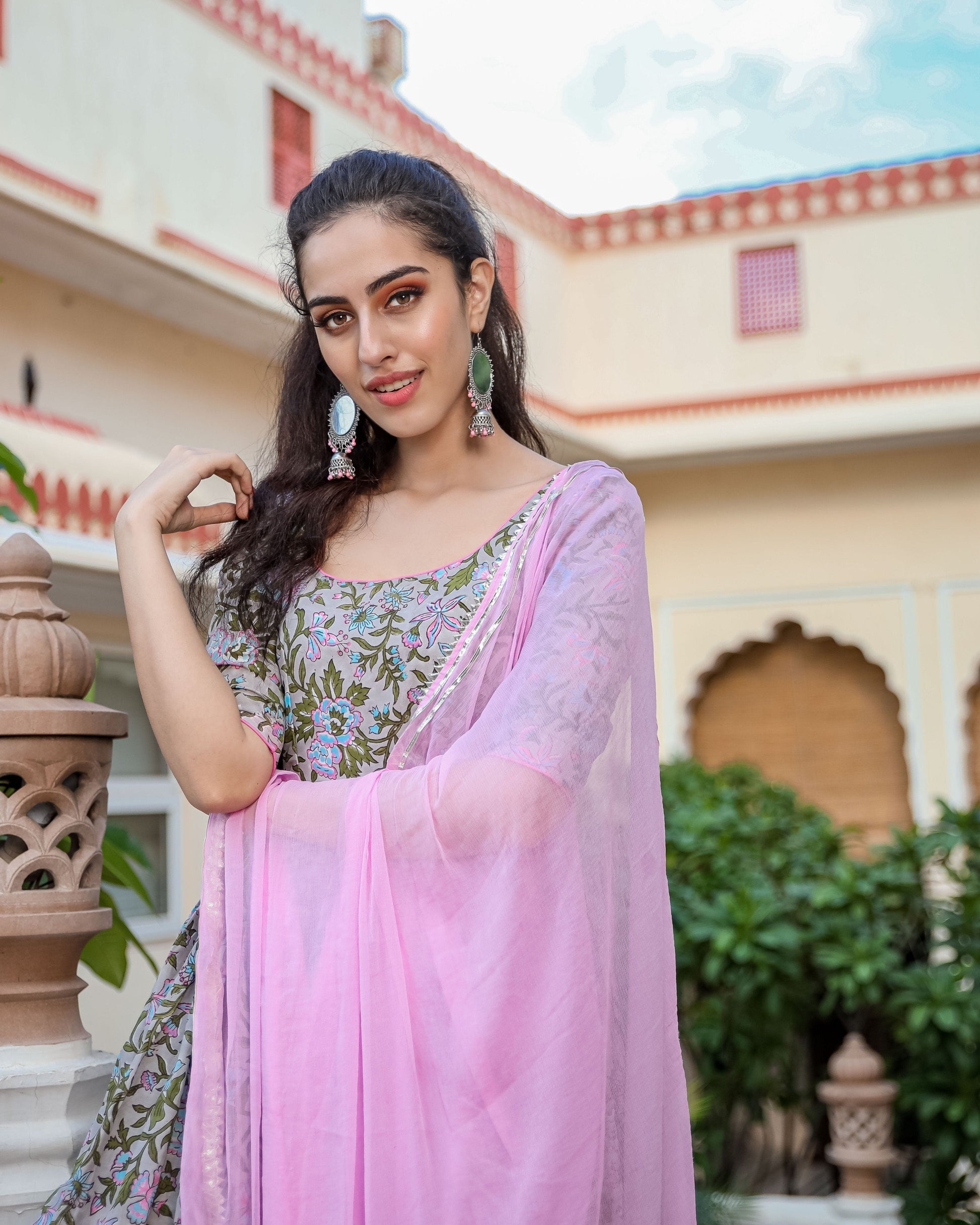 Pink Mermaid Handblock Suit Set My Store