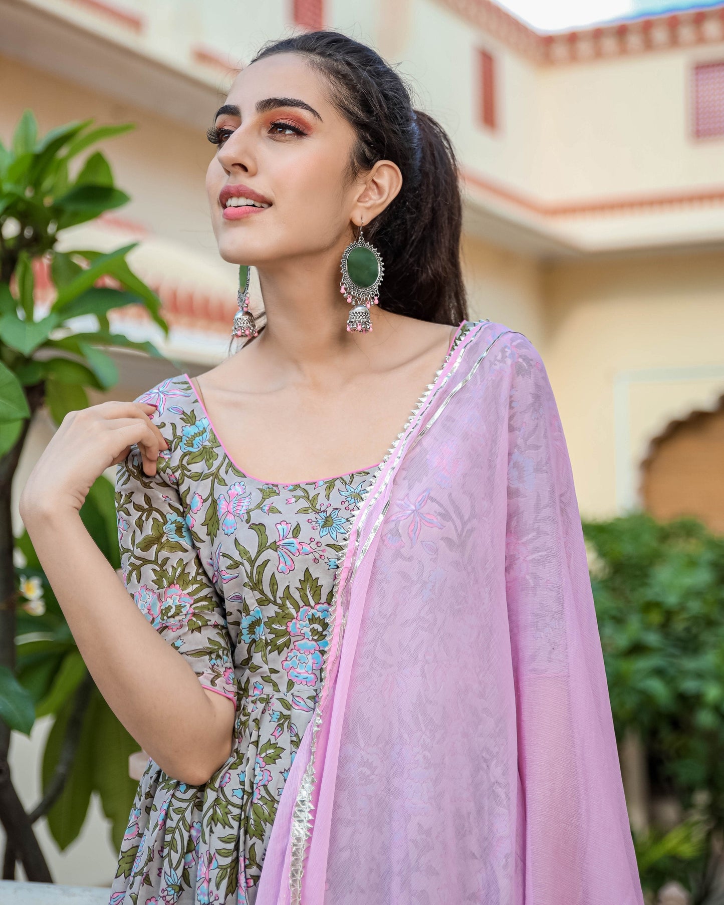 Pink Mermaid Handblock Suit Set My Store