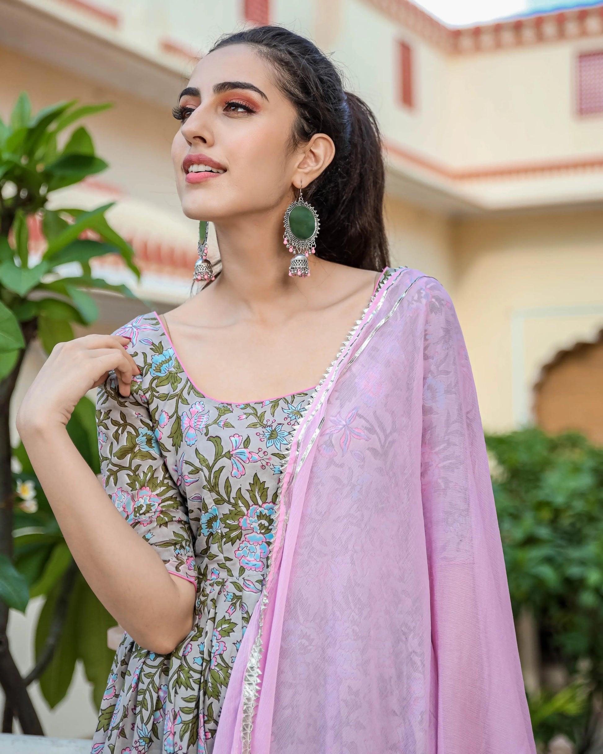 Pink Mermaid Handblock Suit Set My Store