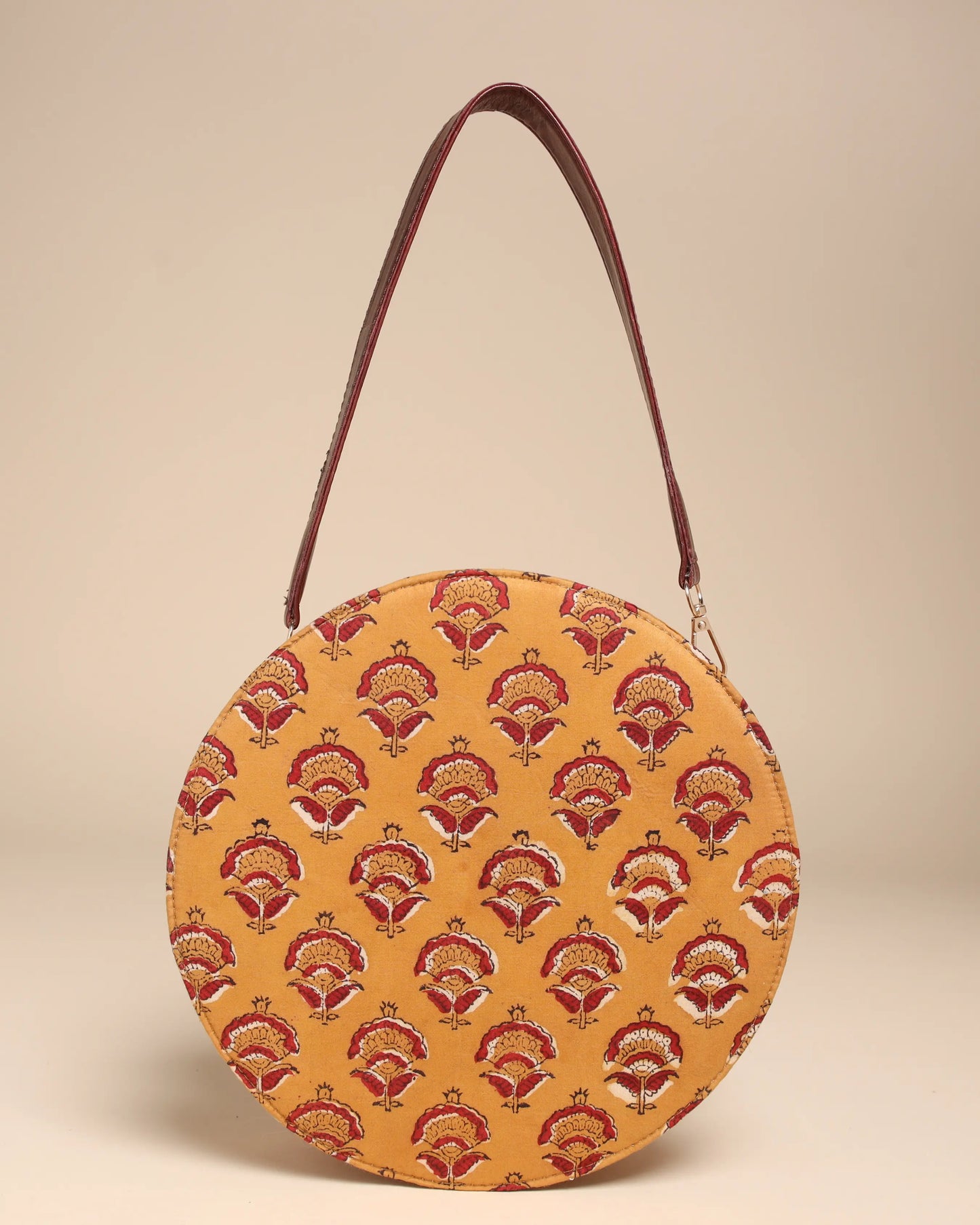 Mustard Yellow Cotton Blockprinted Sling Bag My Store