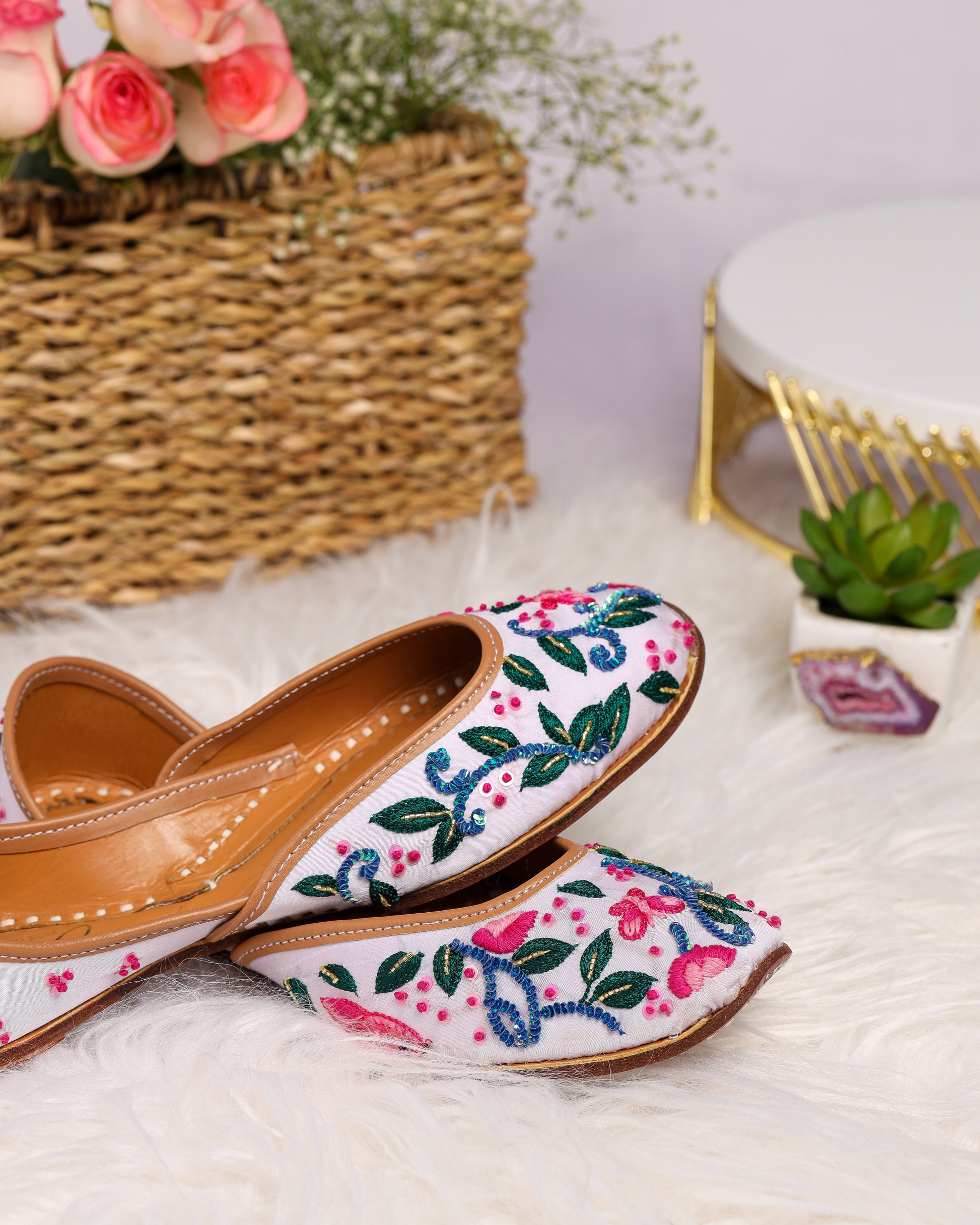 Pink Butterfly Handcrafted Jutti My Store