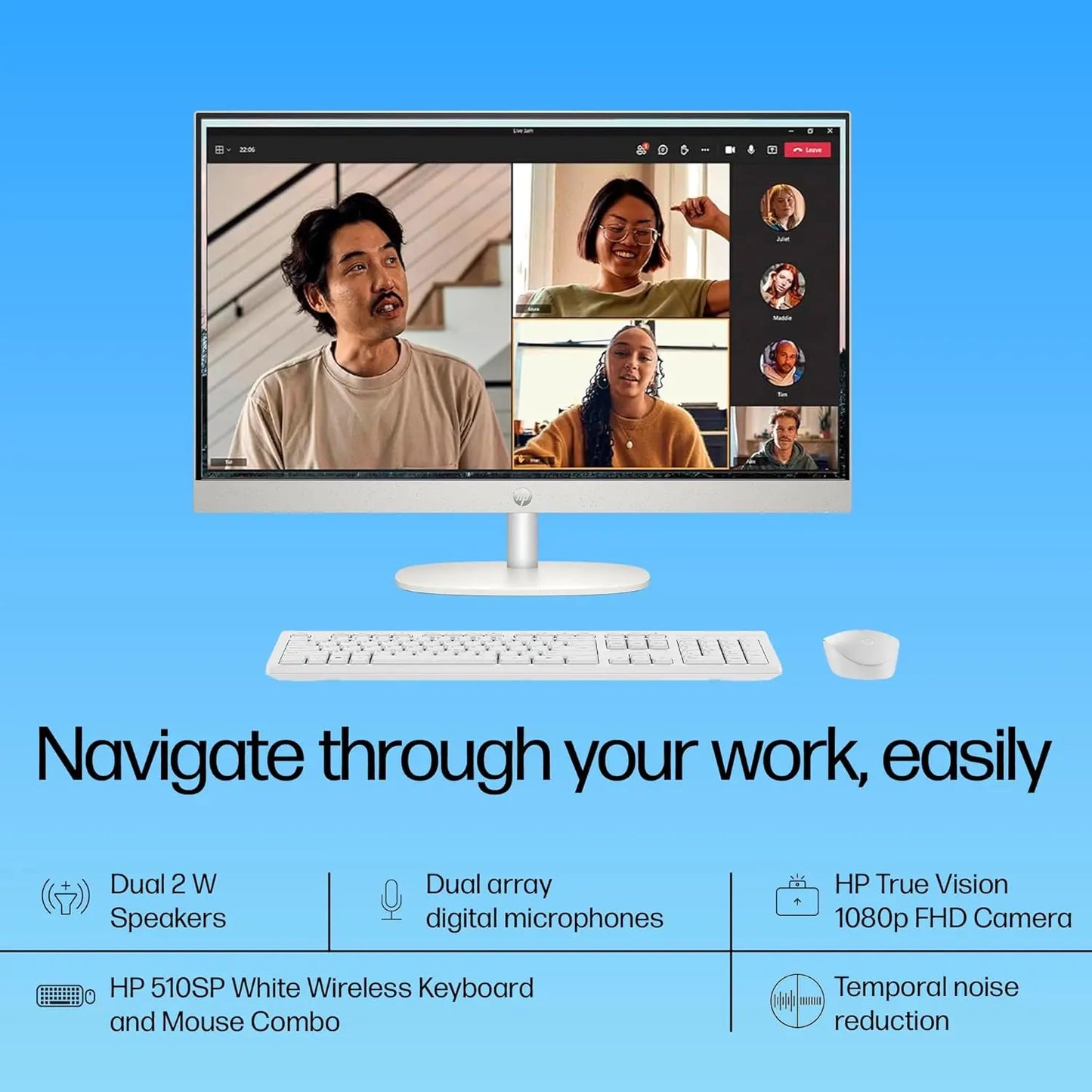 HP All-in-One 24-cr0901in 13th Gen  Intel Core i3 Processor/8GB RAM/512GB SSD/Win11/Intel HD Graphic Card/Microsoft Office Home 2024/Screen Inch 23.8/White