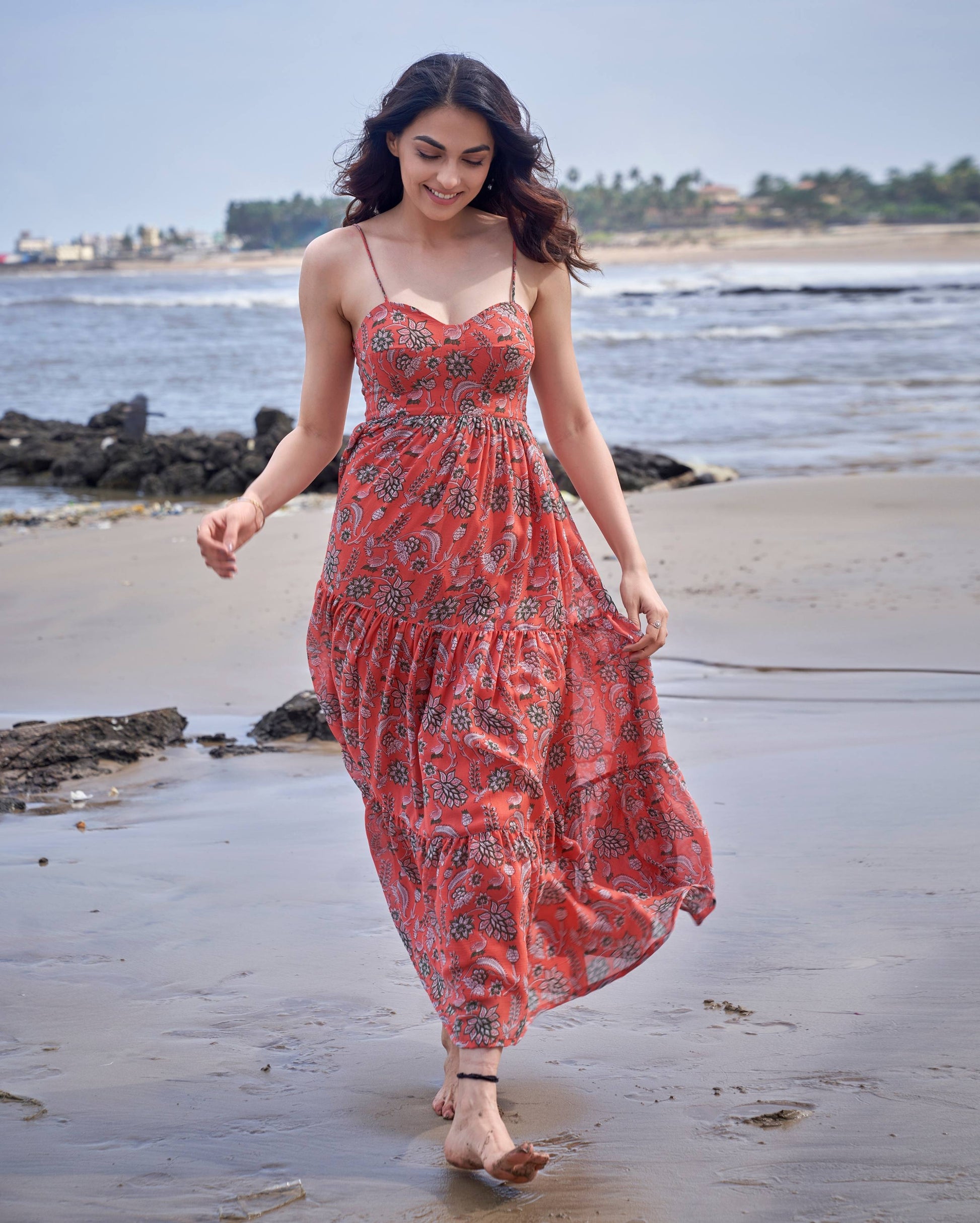 Finch Orange Printed Chiffon Dress Quick Cart