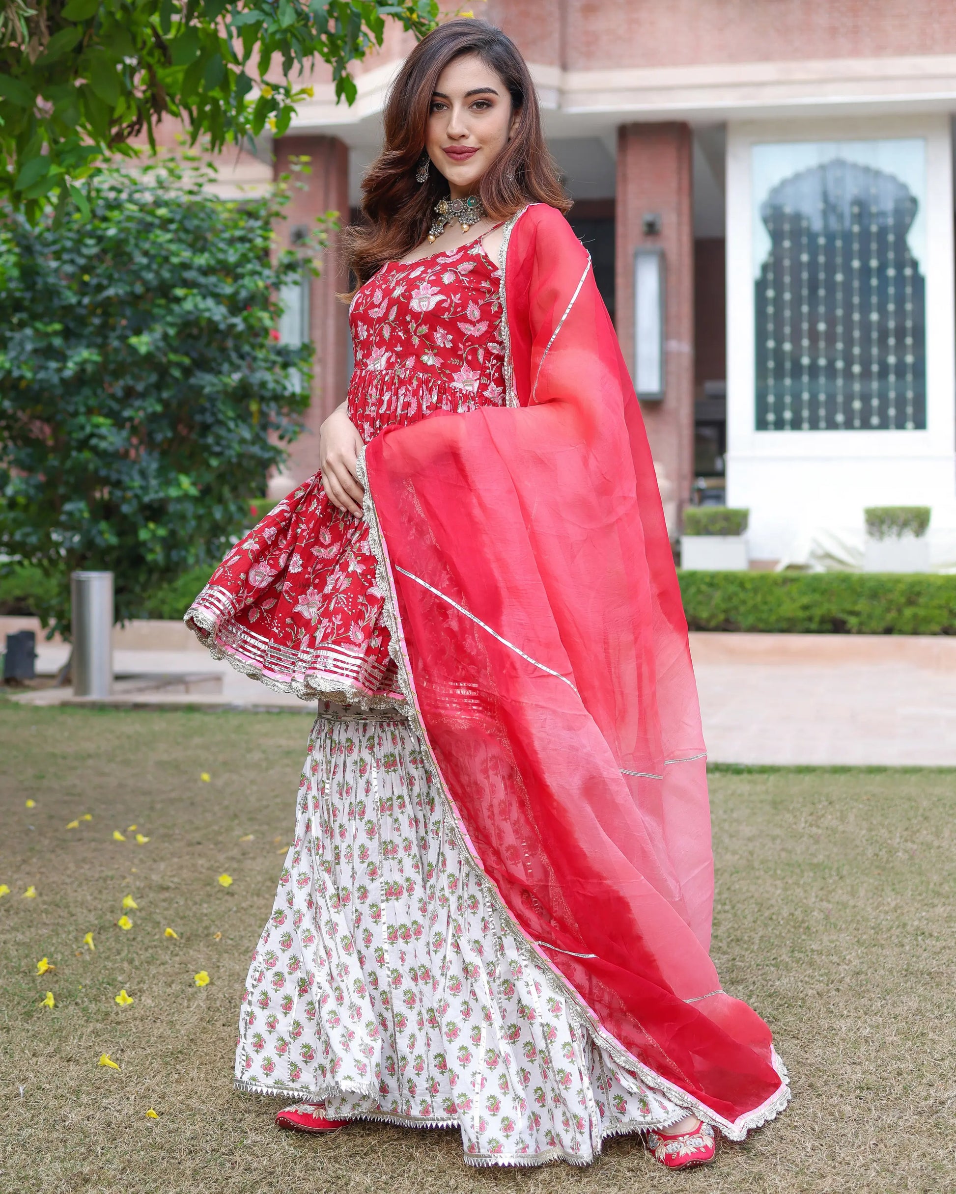 Crabapple Handblock Sharara Set My Store