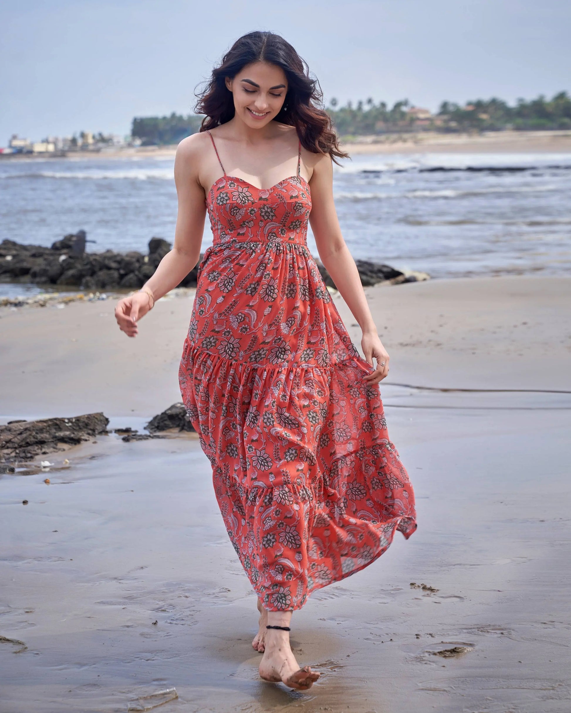 Finch Orange Printed Chiffon Dress My Store