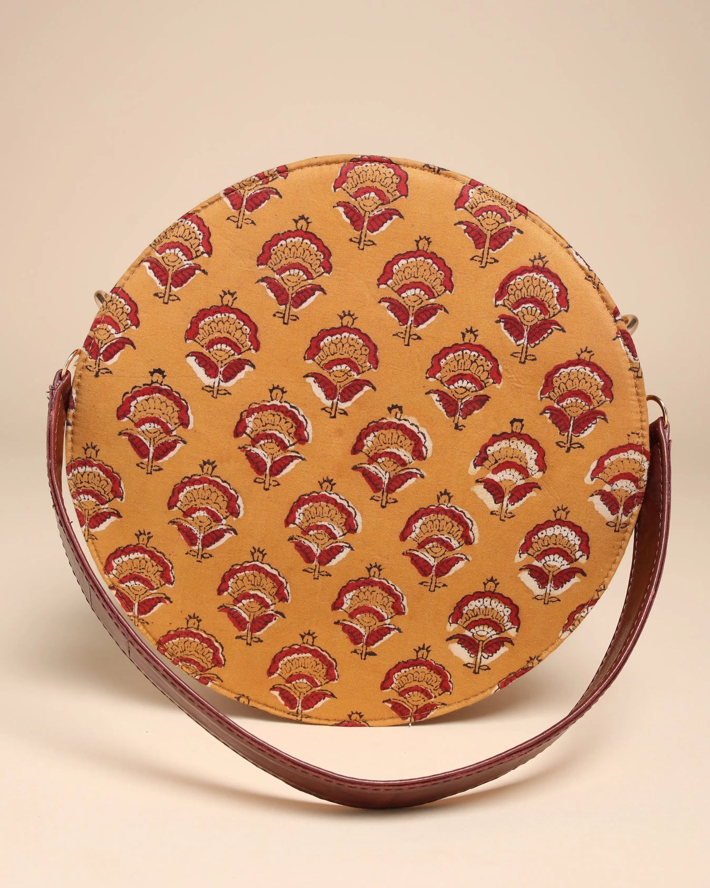 Mustard Yellow Cotton Blockprinted Sling Bag My Store