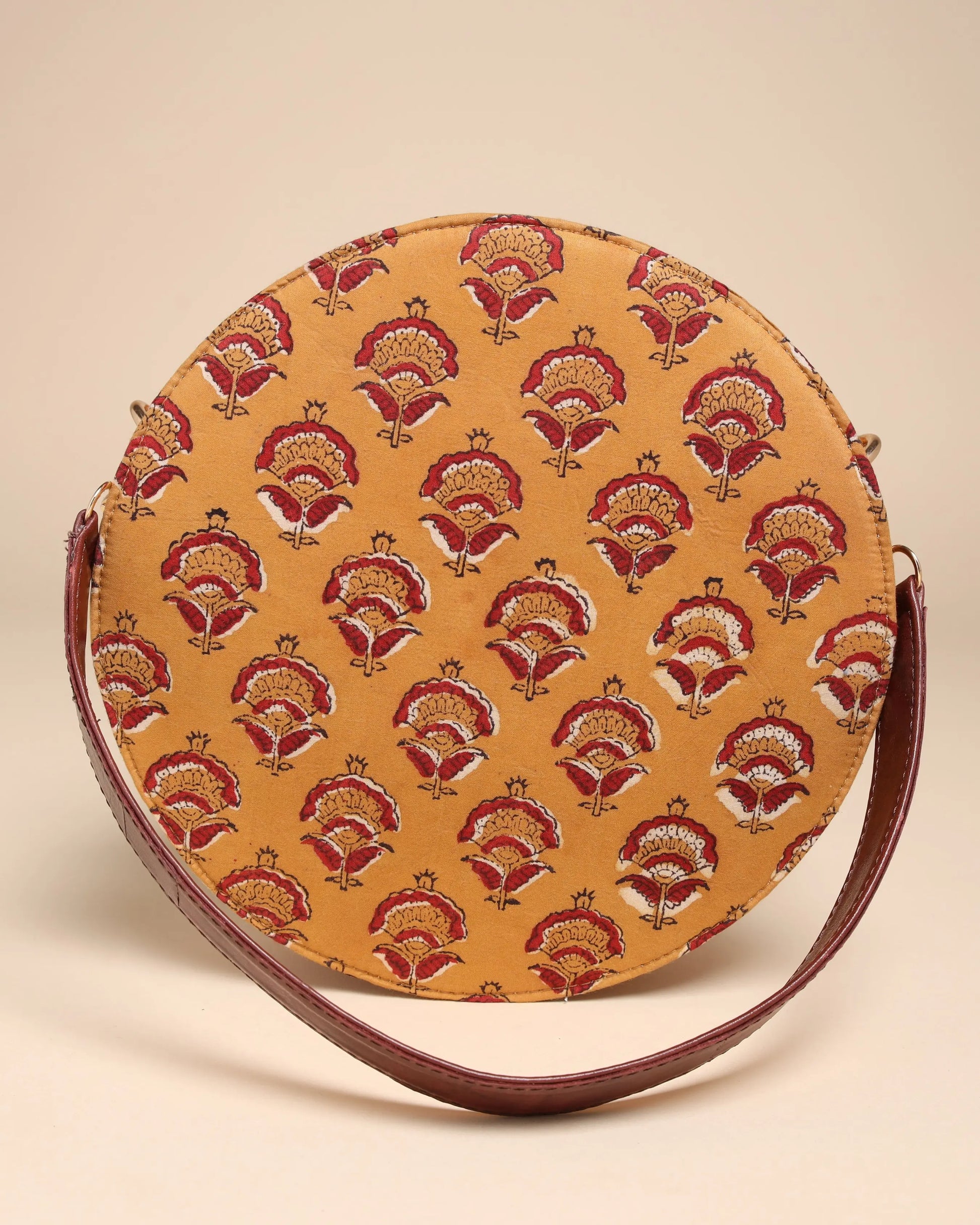 Mustard Yellow Cotton Blockprinted Sling Bag My Store