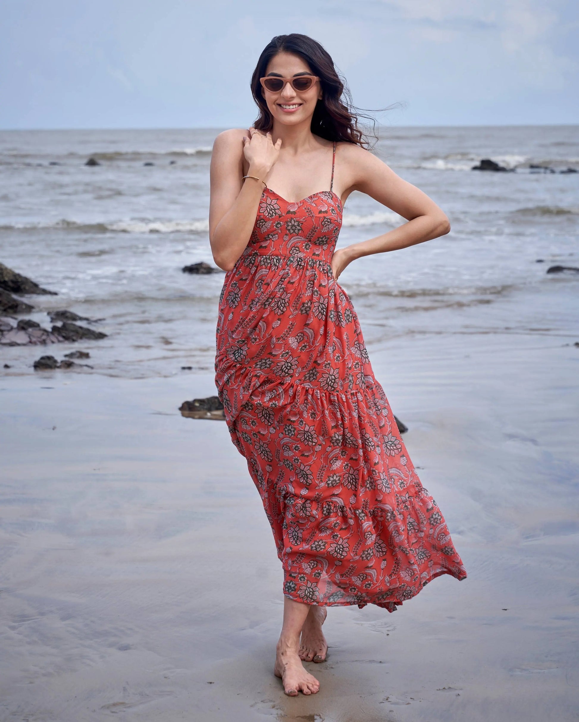 Finch Orange Printed Chiffon Dress My Store