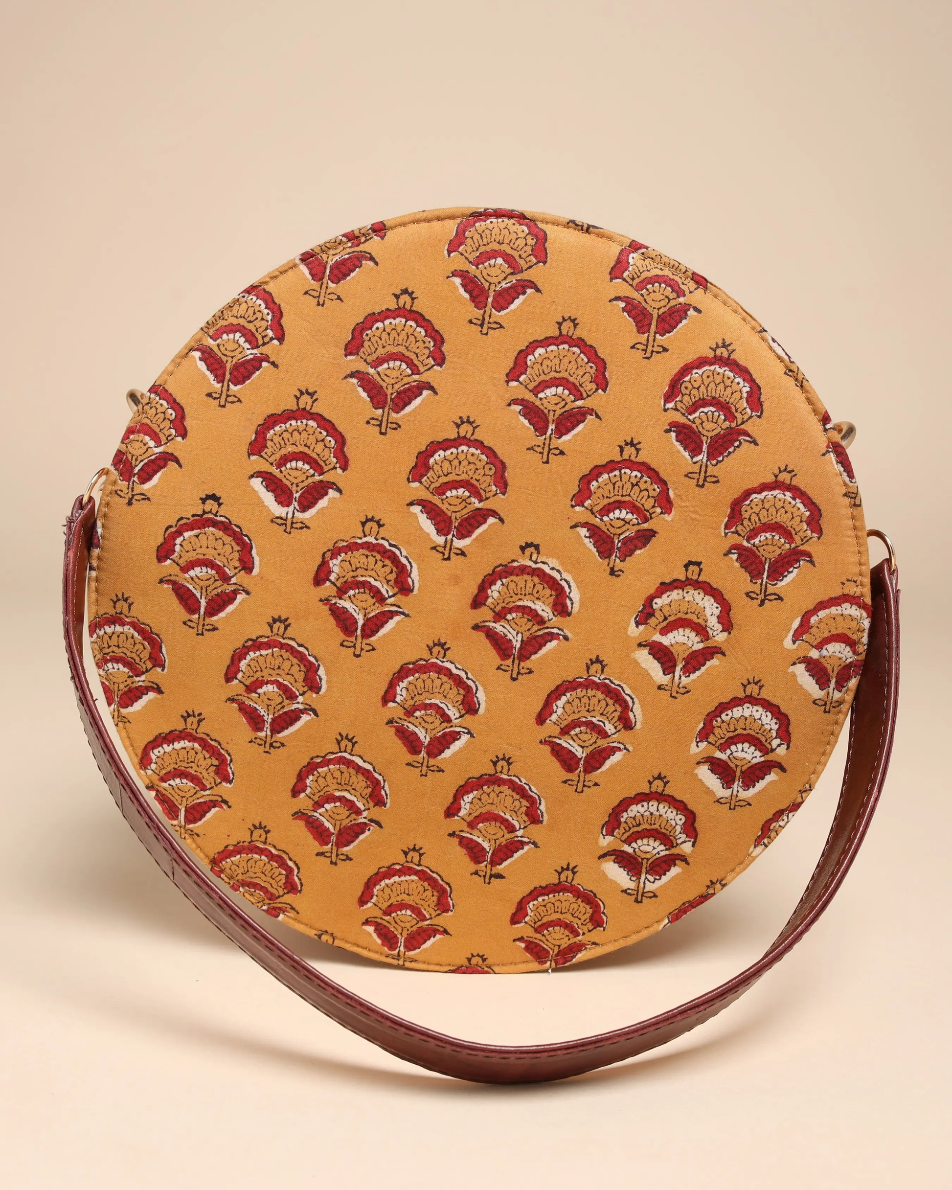 Mustard Yellow Cotton Blockprinted Sling Bag My Store