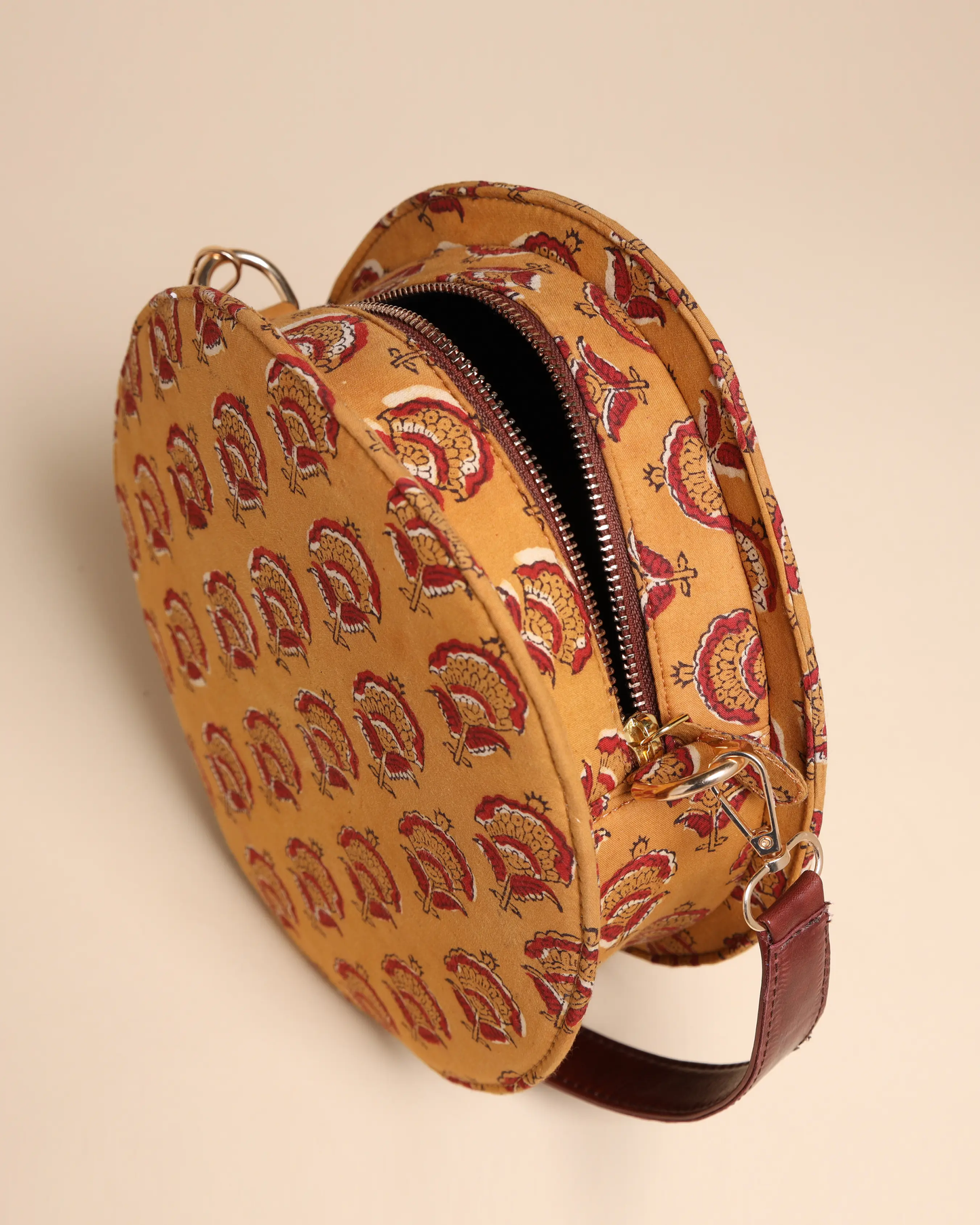 Mustard Yellow Cotton Blockprinted Sling Bag My Store