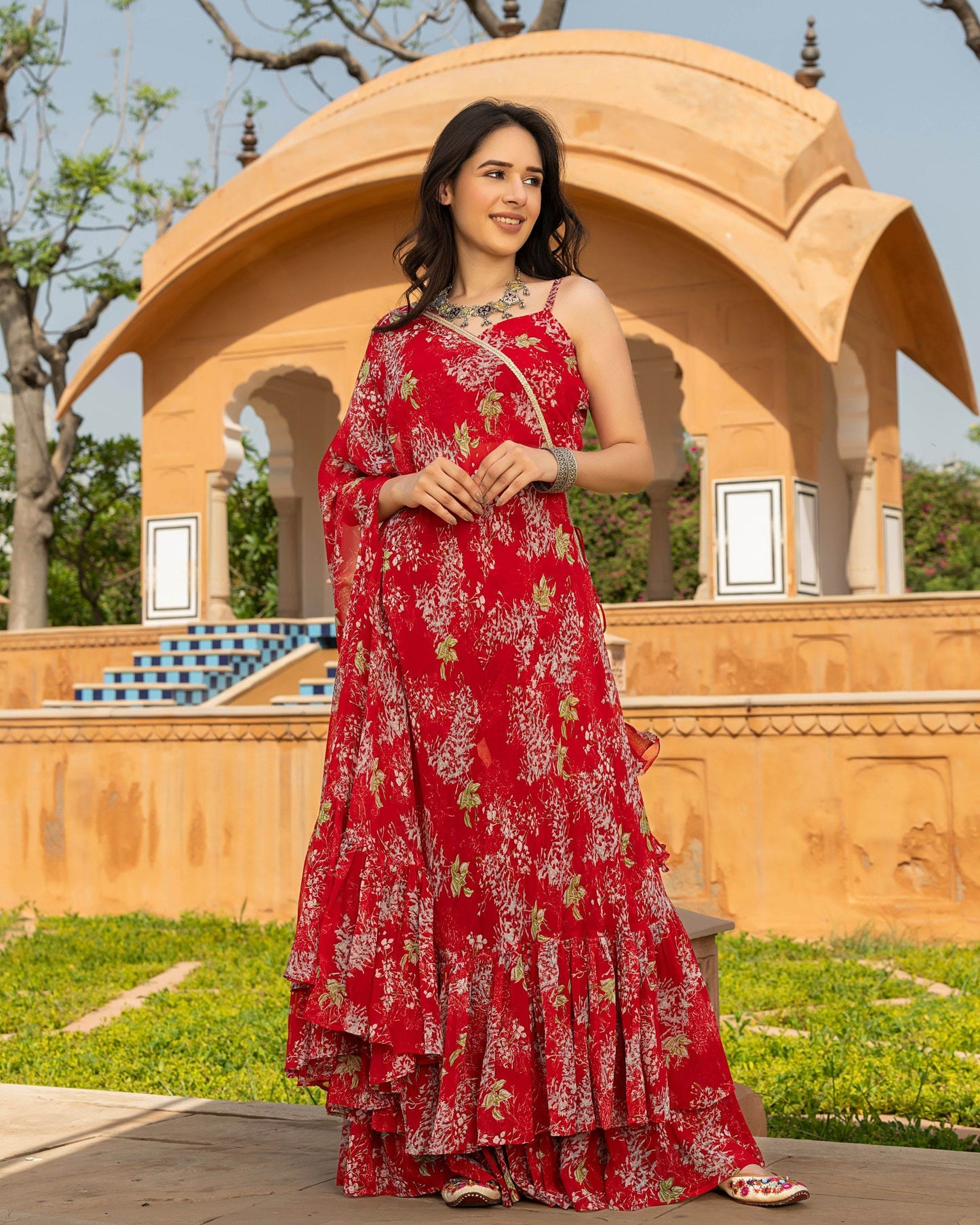 Frida Georgette Cape Sharara Set My Store