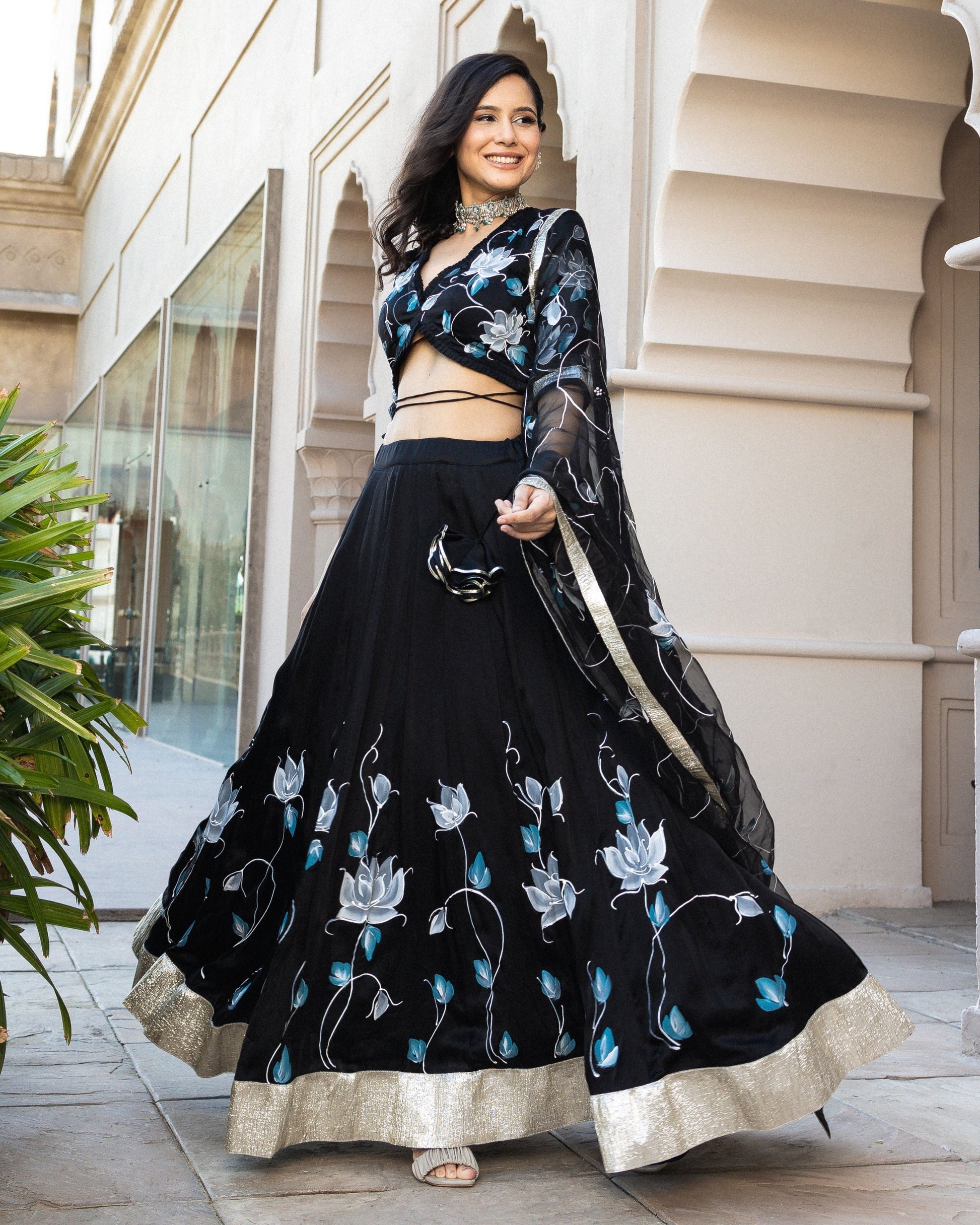 Meski Handpainted Lehenga Set My Store