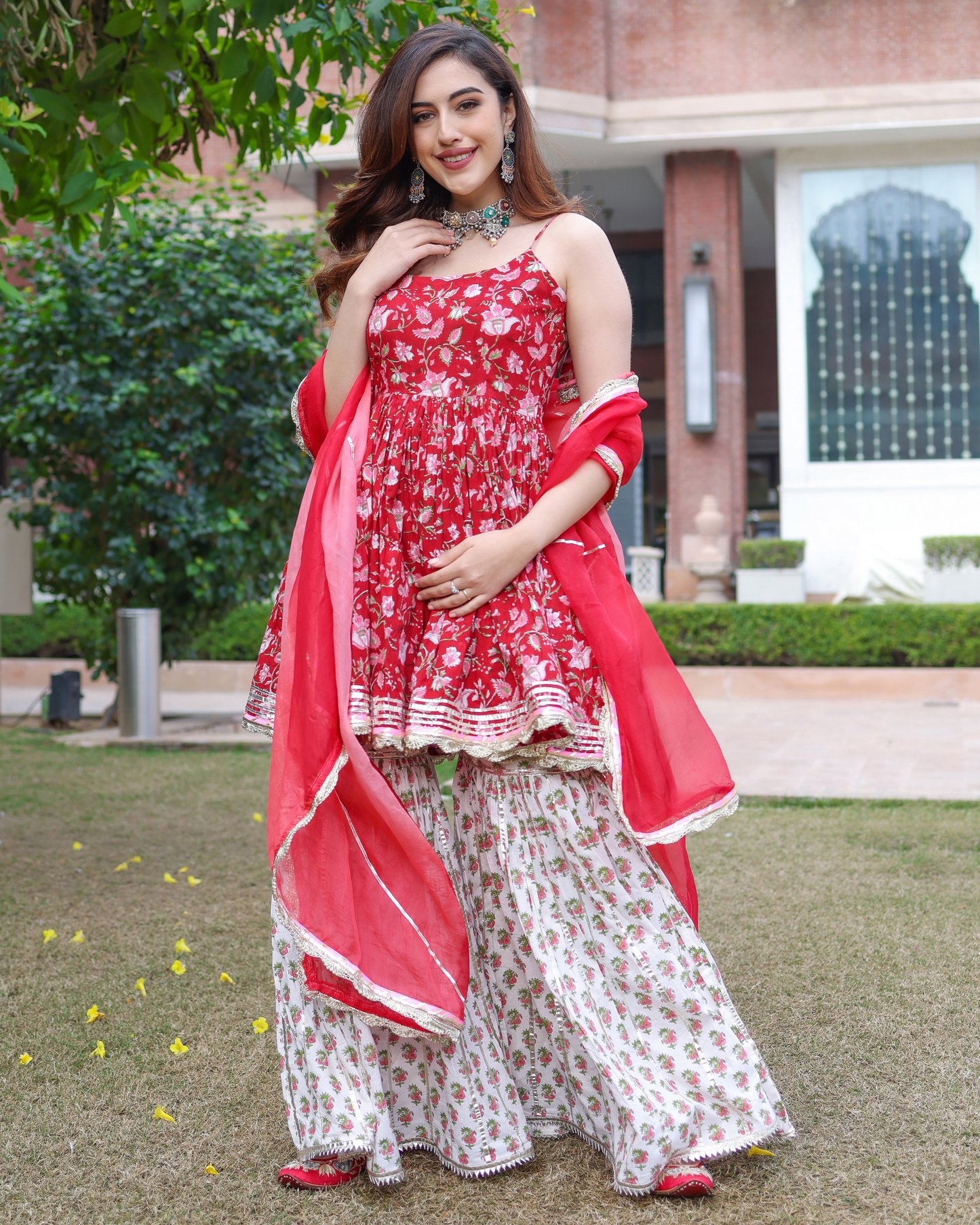 Crabapple Handblock Sharara Set My Store