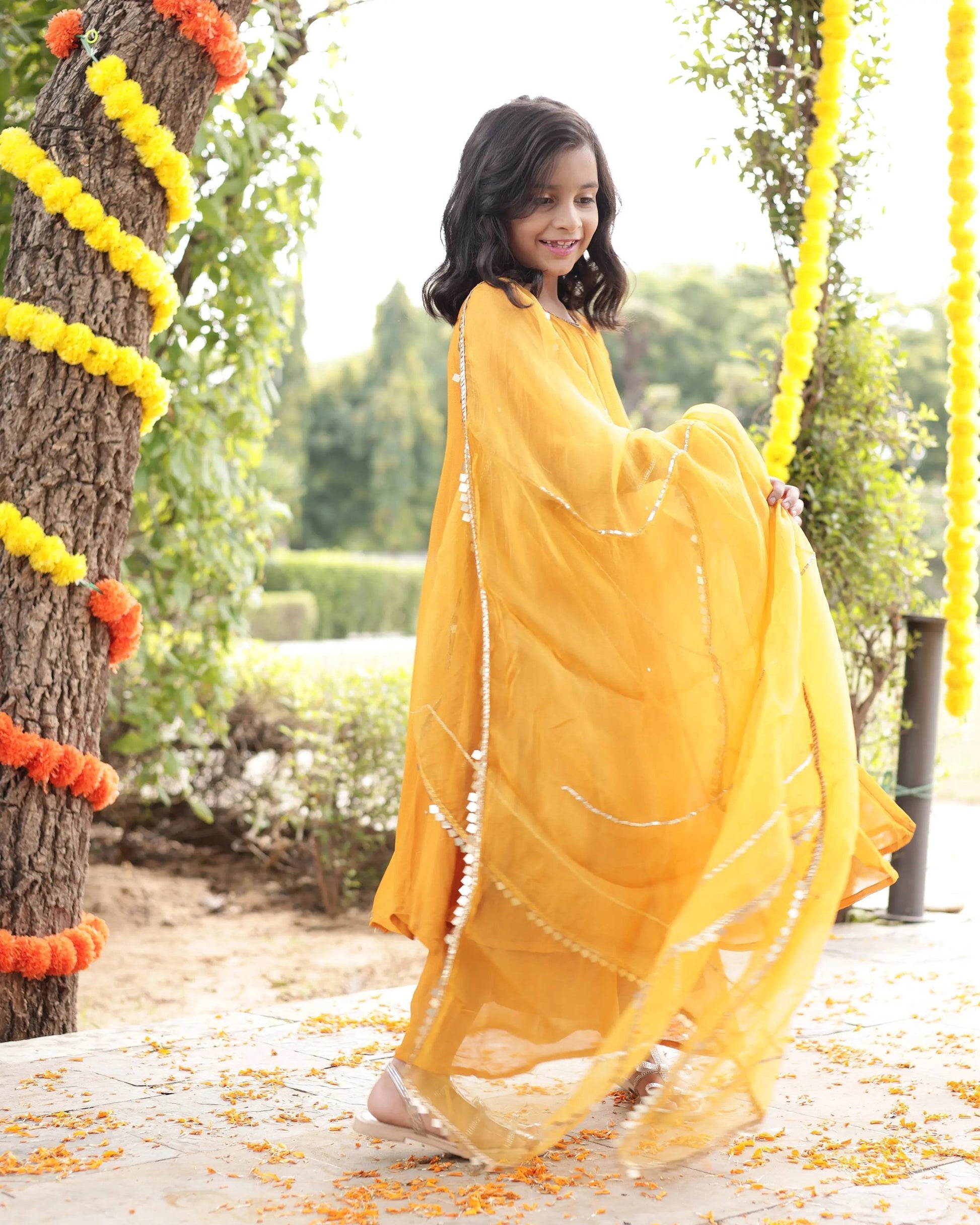 Doodle Mustard Sequin Georgette Suit Set My Store