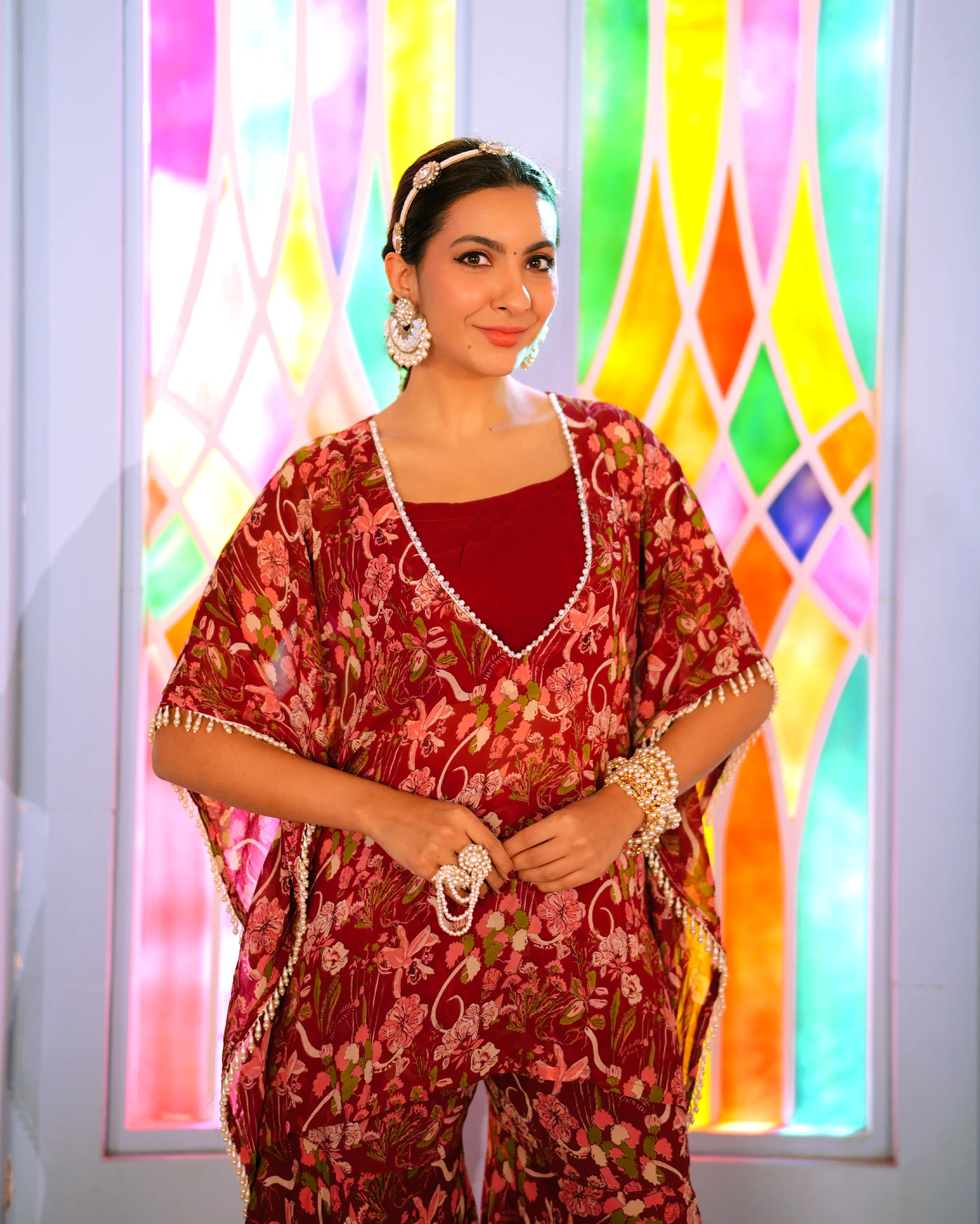 Surbhi Maroon Printed Georgette Coord set My Store