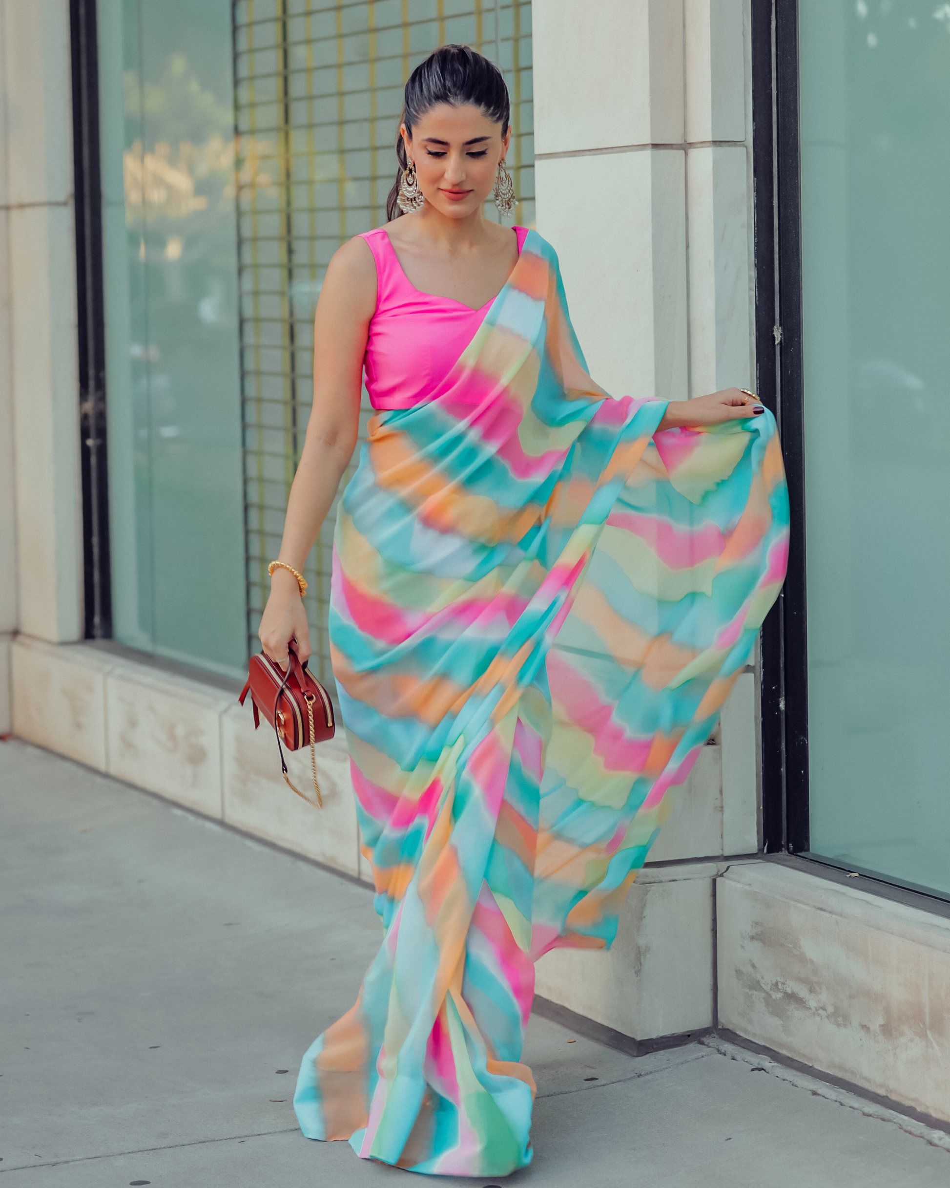 Jazzy Mix Leheriya Pure Chiffon Saree Quick Cart