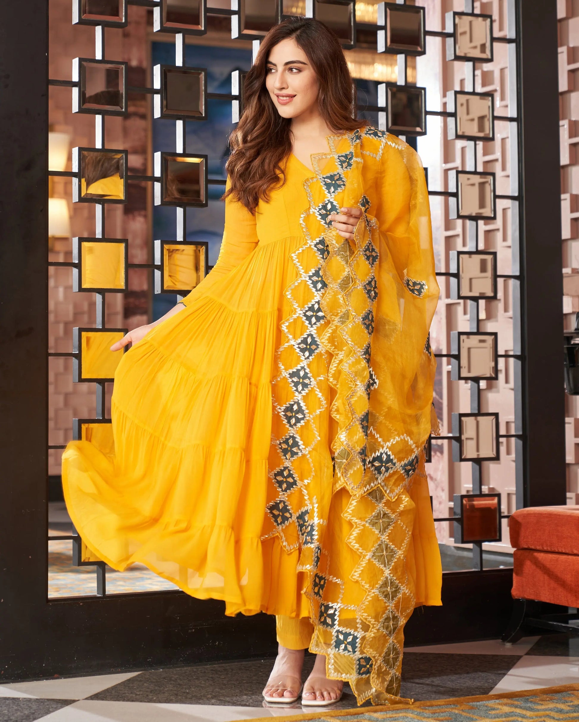 Resham Yellow Gotapatti Georgette Suit Set My Store