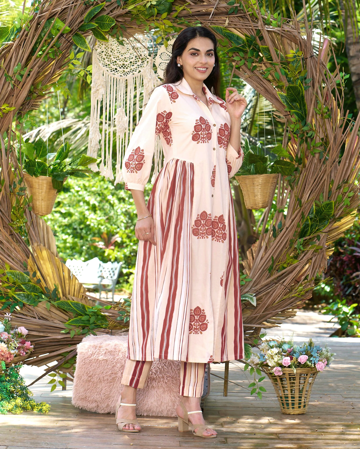 Noor Cream Printed Cotton Coord Set My Store