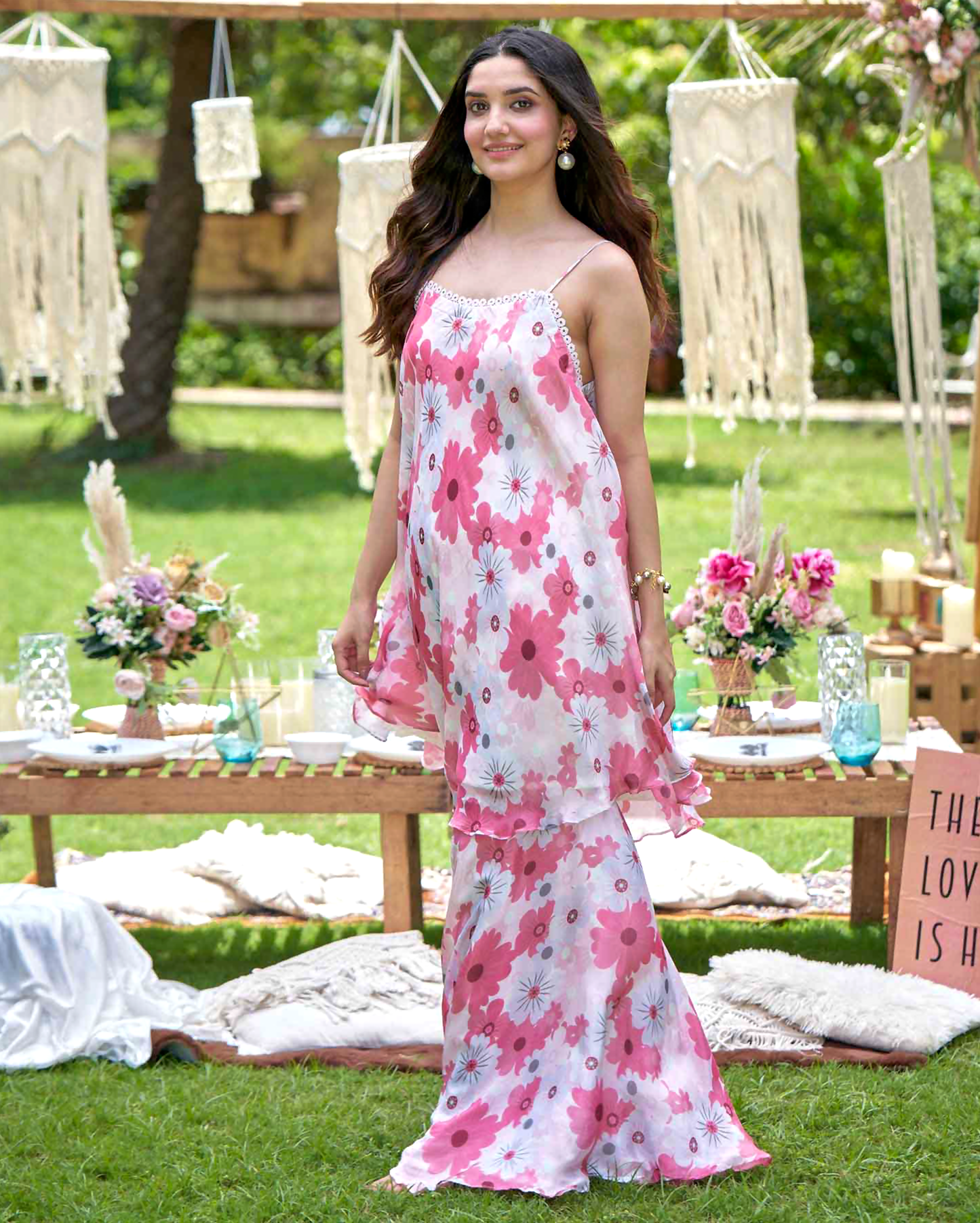 Nitara Rust Printed Silk Coord Set My Store