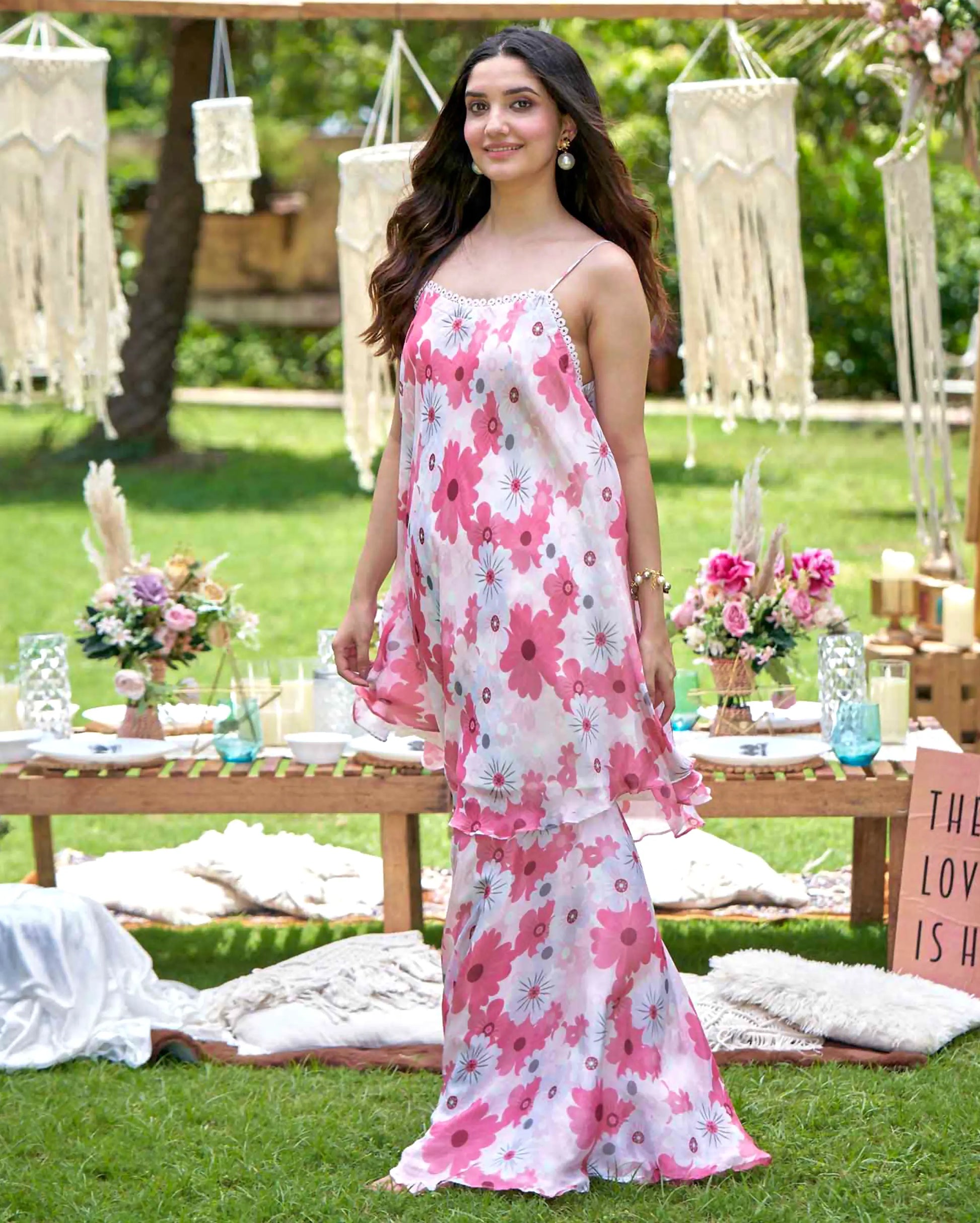 Nitara Rust Printed Silk Coord Set My Store