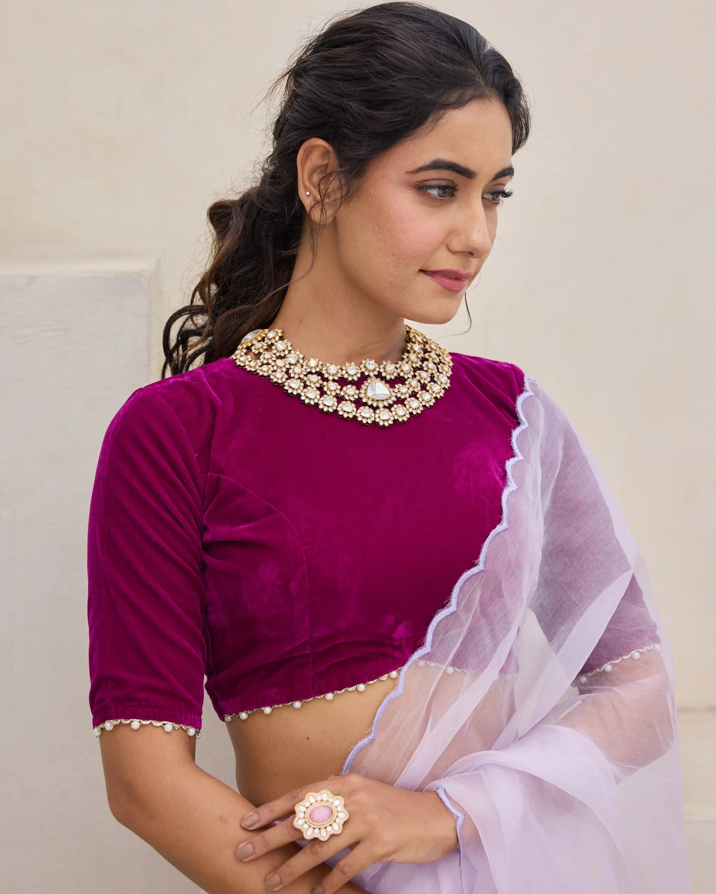 Silken Romance Purple Velvet Blouse My Store