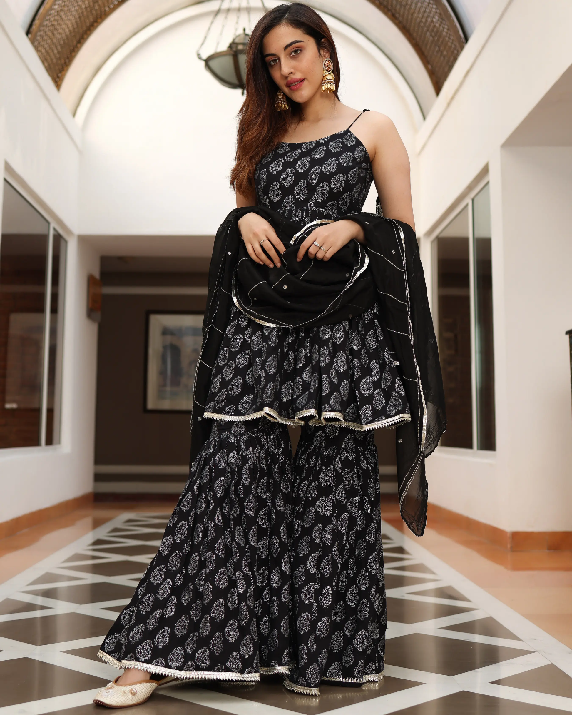 Fresh Black Handblock Sharara Set My Store