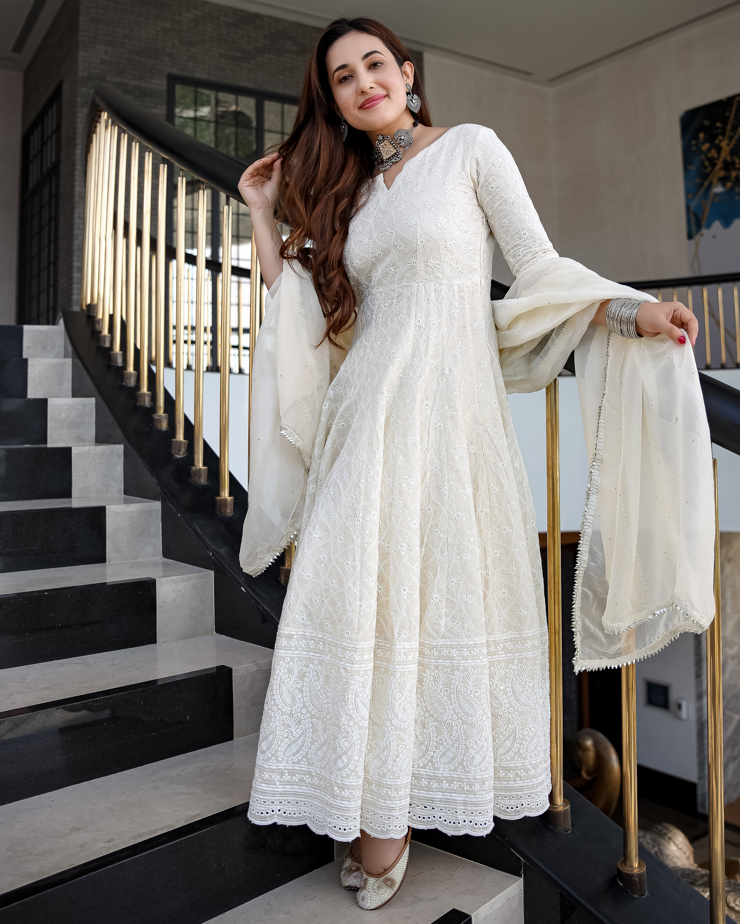 Pearl Ivory Anarkali Set Quick Cart