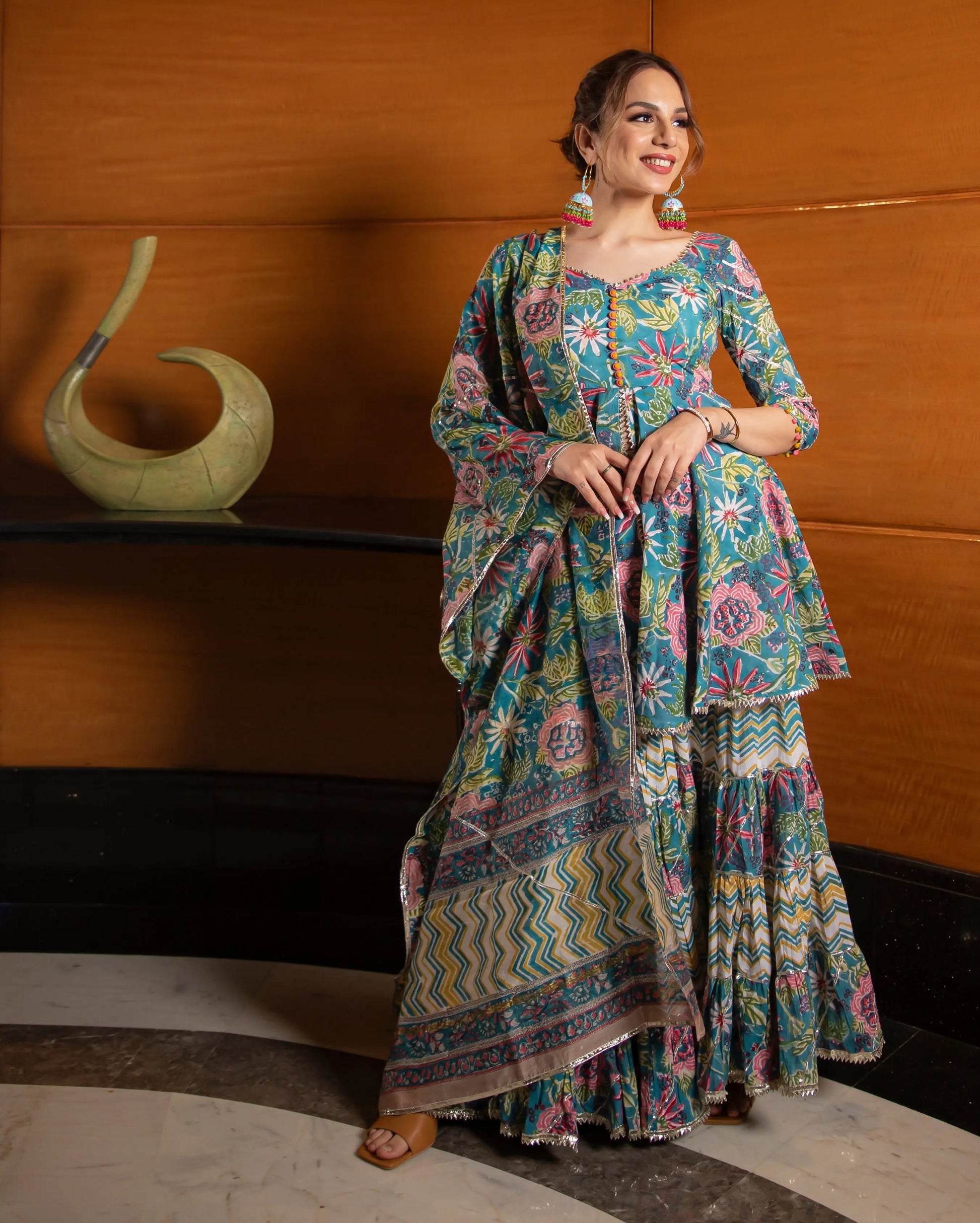 Flower Fairy Handblock Gota Sharara Set My Store