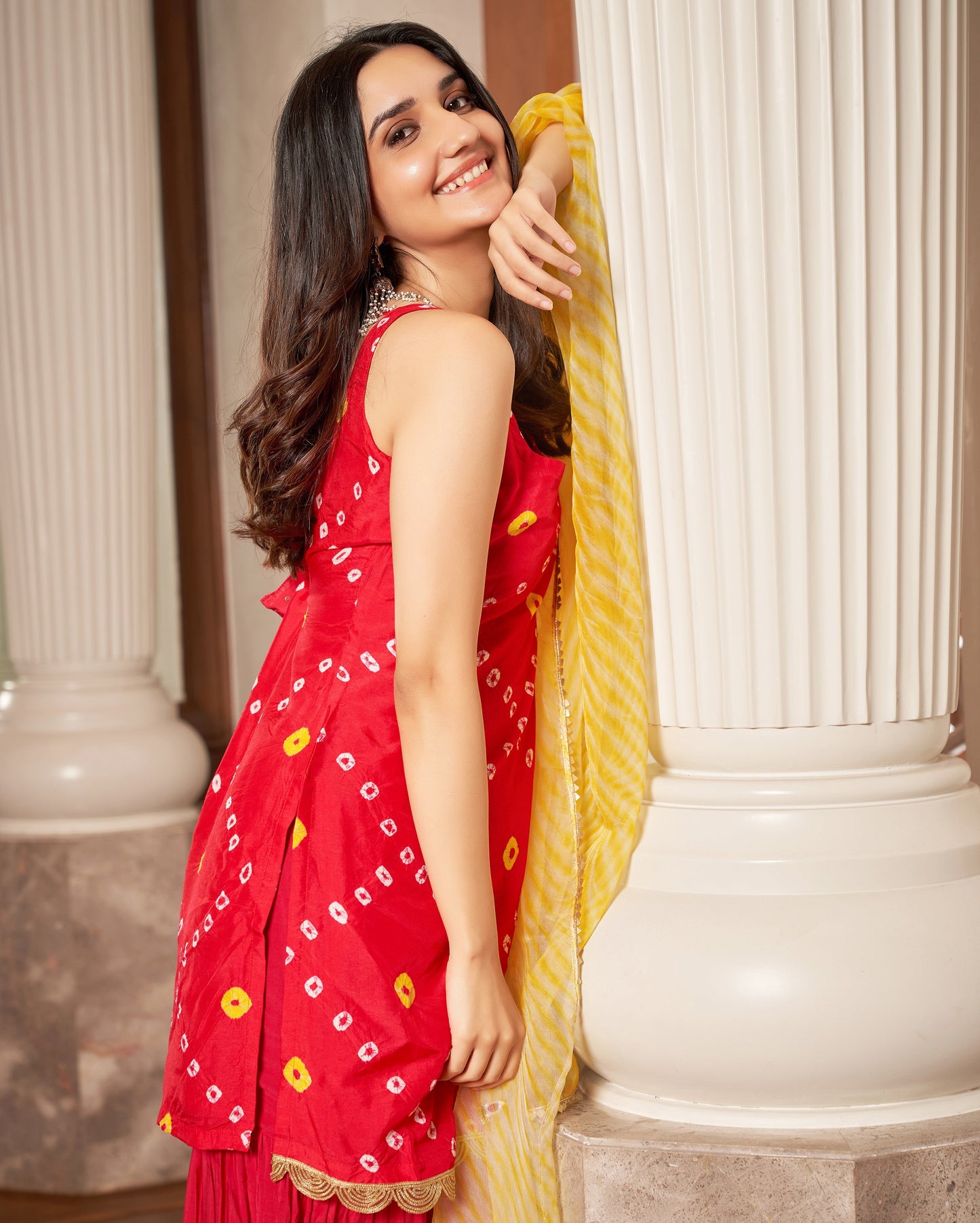 Tithi Pink Bandhani Silk Sharara Set Quick Cart