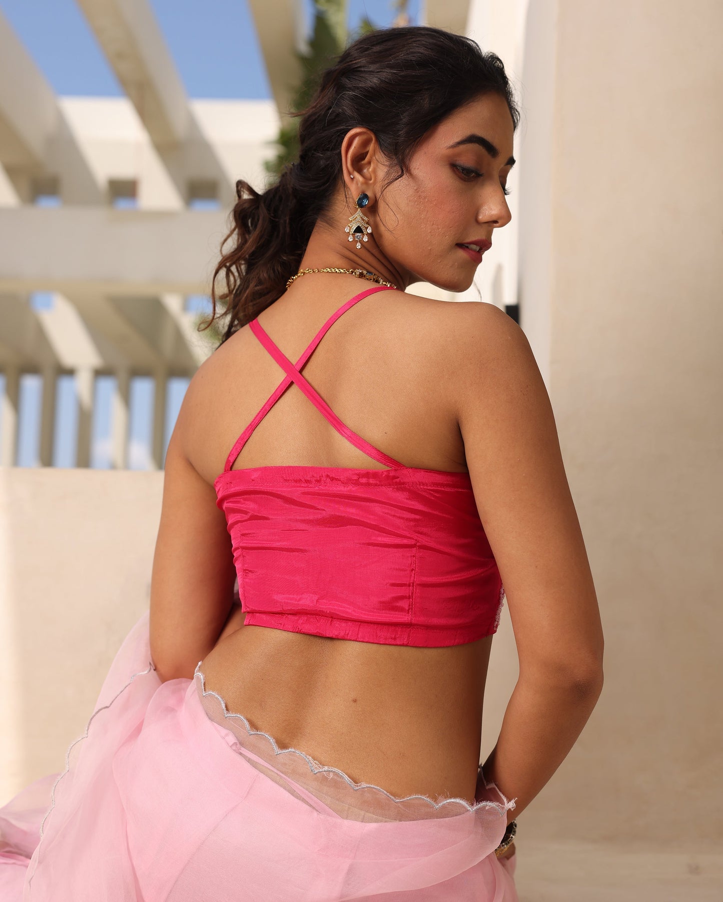 Inaayat Pink Silk Embroidered Blouse My Store