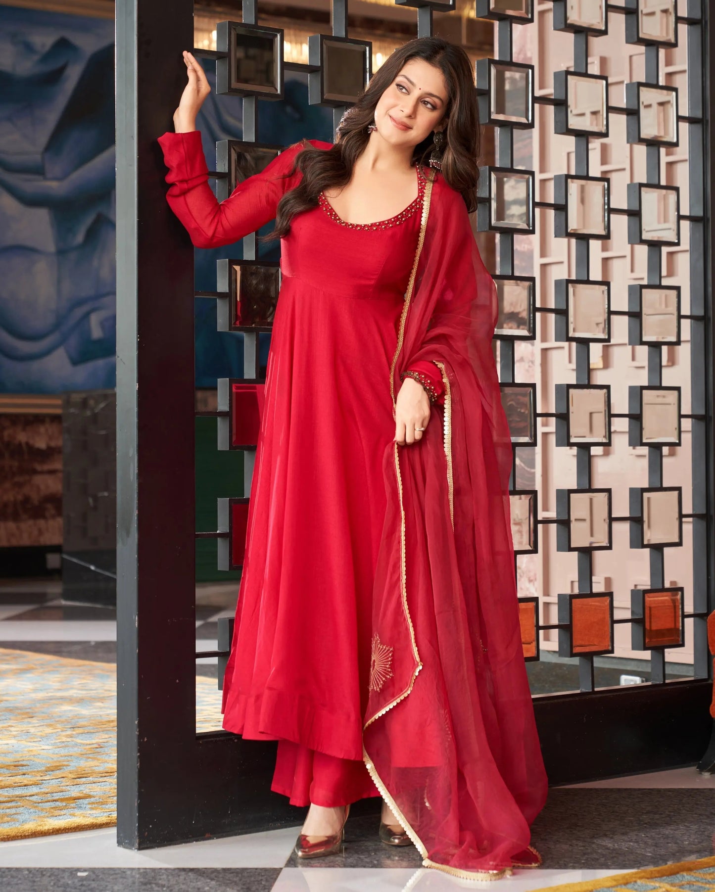 Marya Red Embroidered Anokha Suit Set My Store
