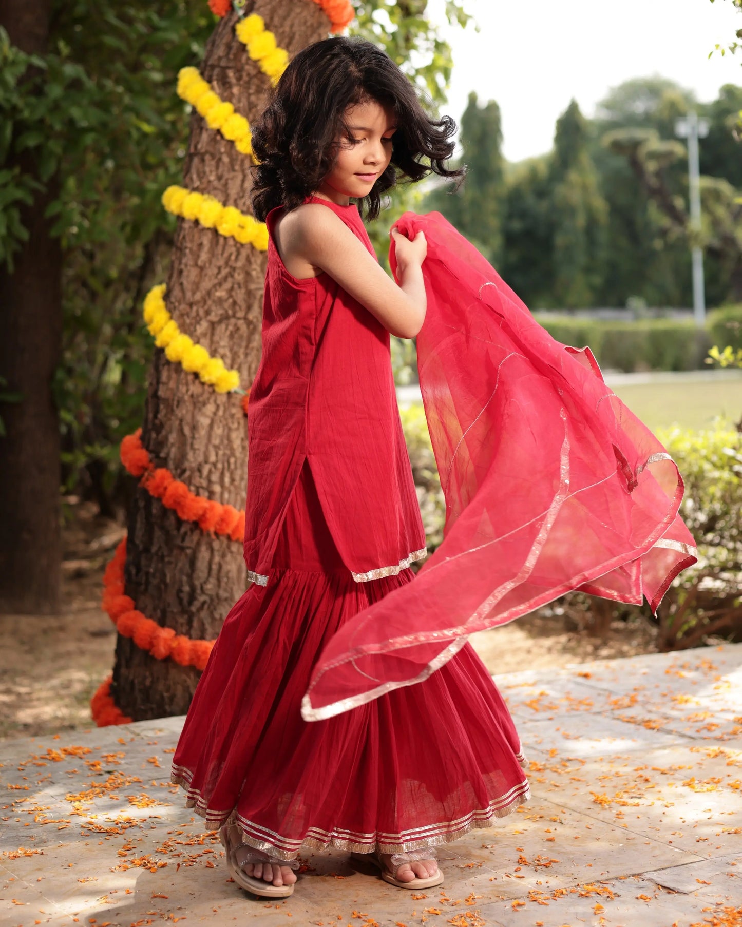 Cheeky Red Gotapatti Cotton Sharara Set My Store