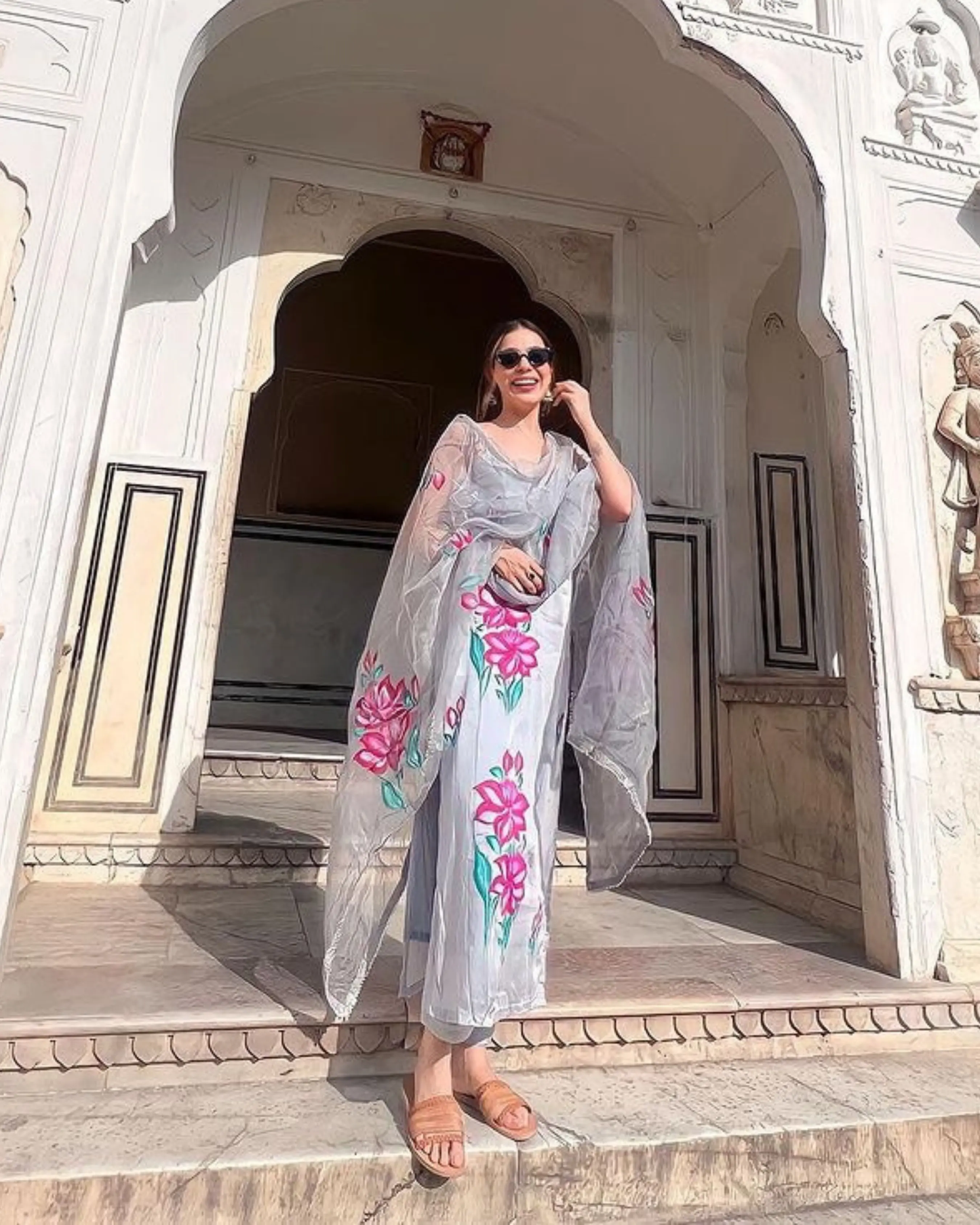 Arabic Grey Handpainted Suit Set My Store