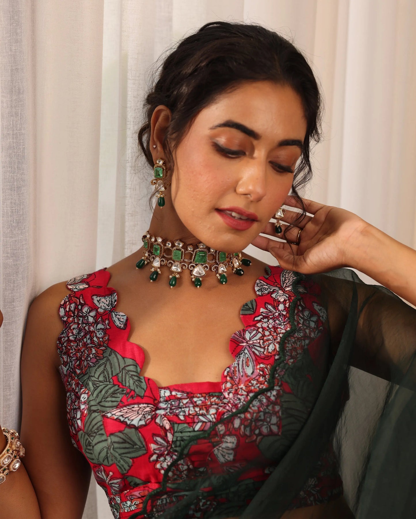 Riddhi Red Printed Chanderi Blouse My Store