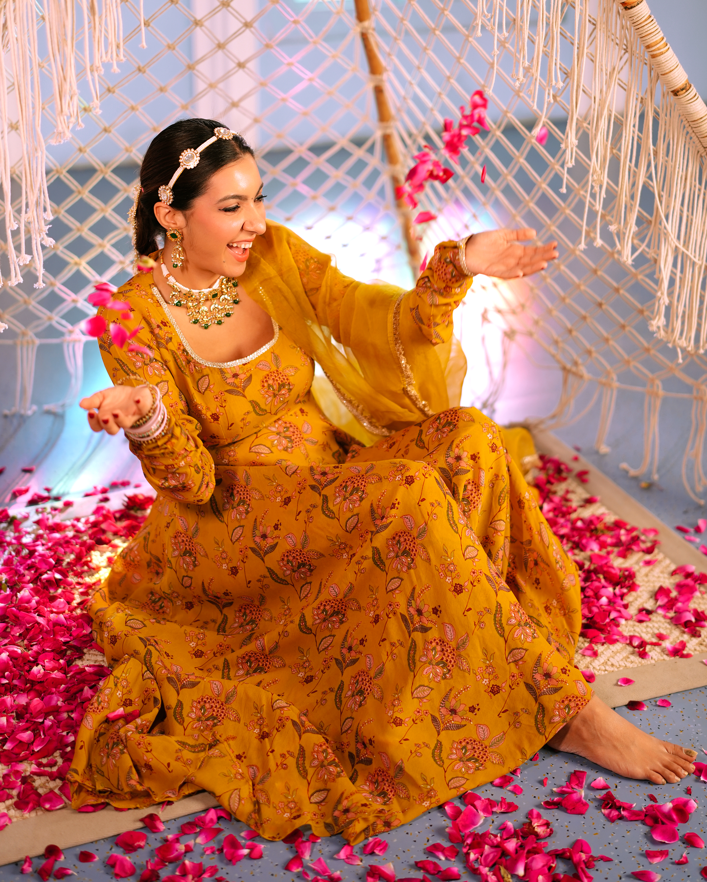 Isha Mustard Printed Georgette Suit Set My Store