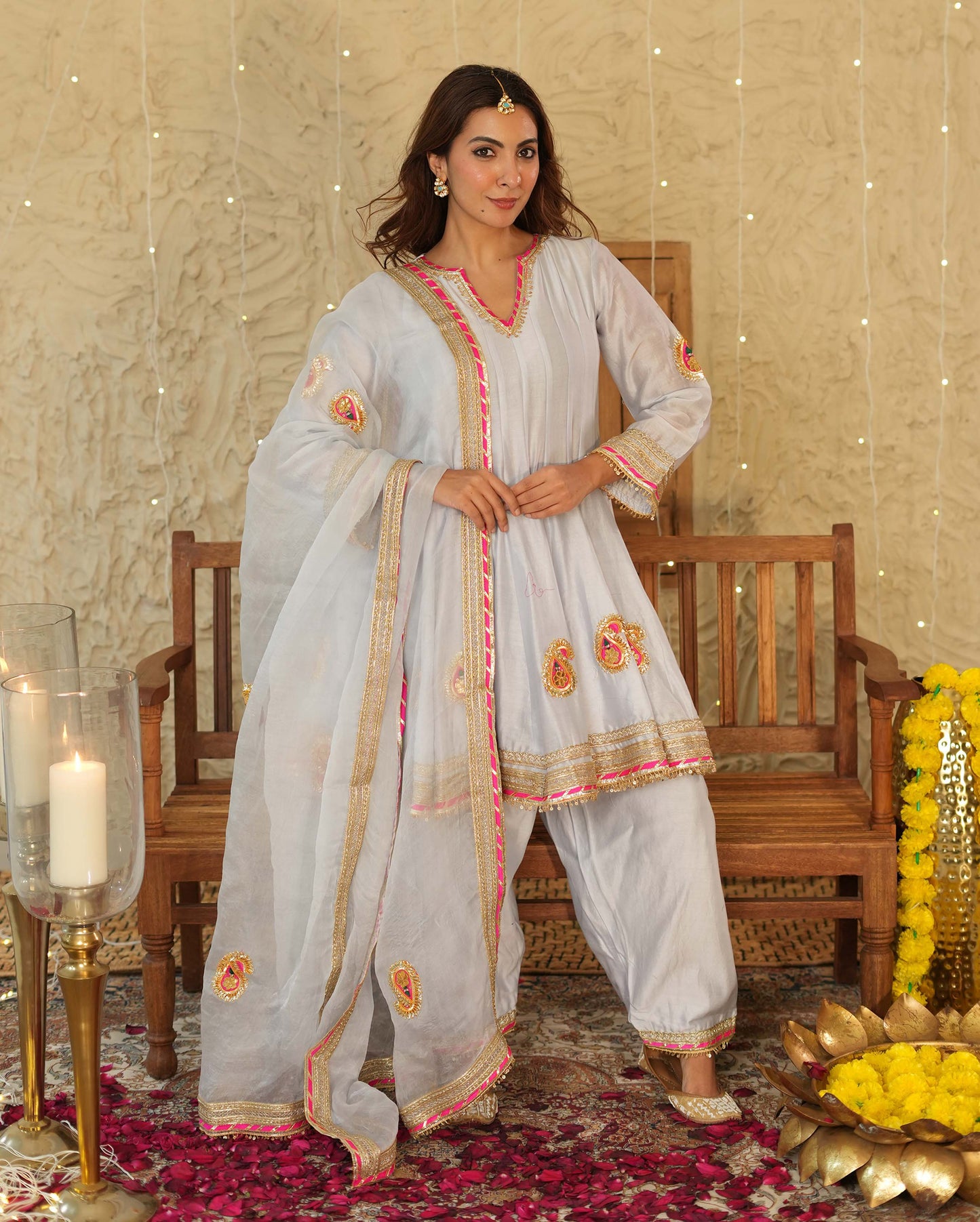 Vaani Light Blue Solid Chanderi Suit Set My Store