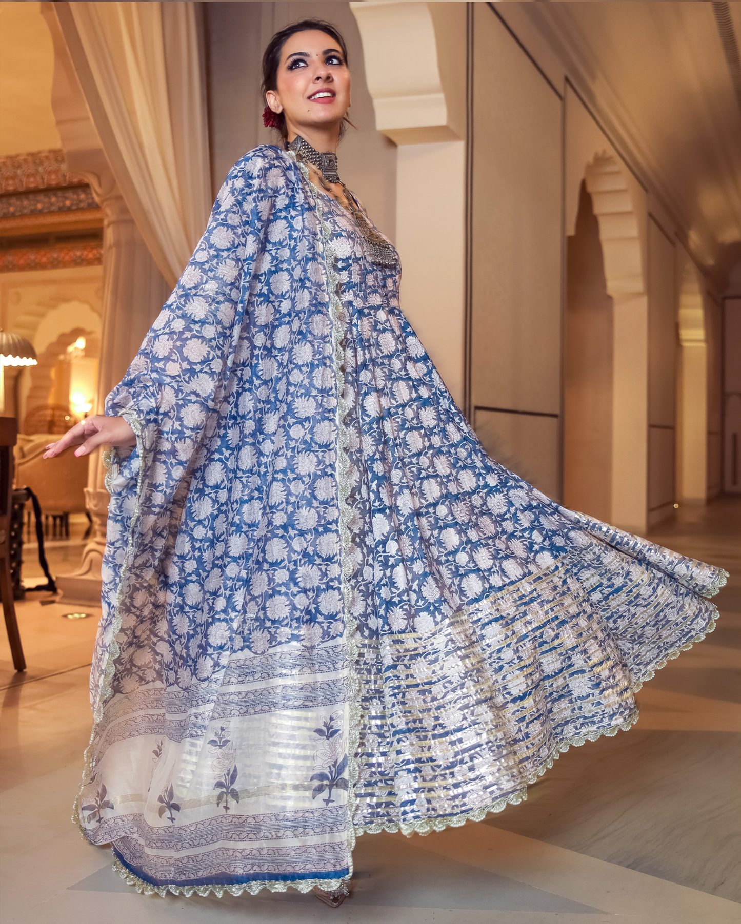 Tropical Sugar Handblock Gota Suit Set Quick Cart