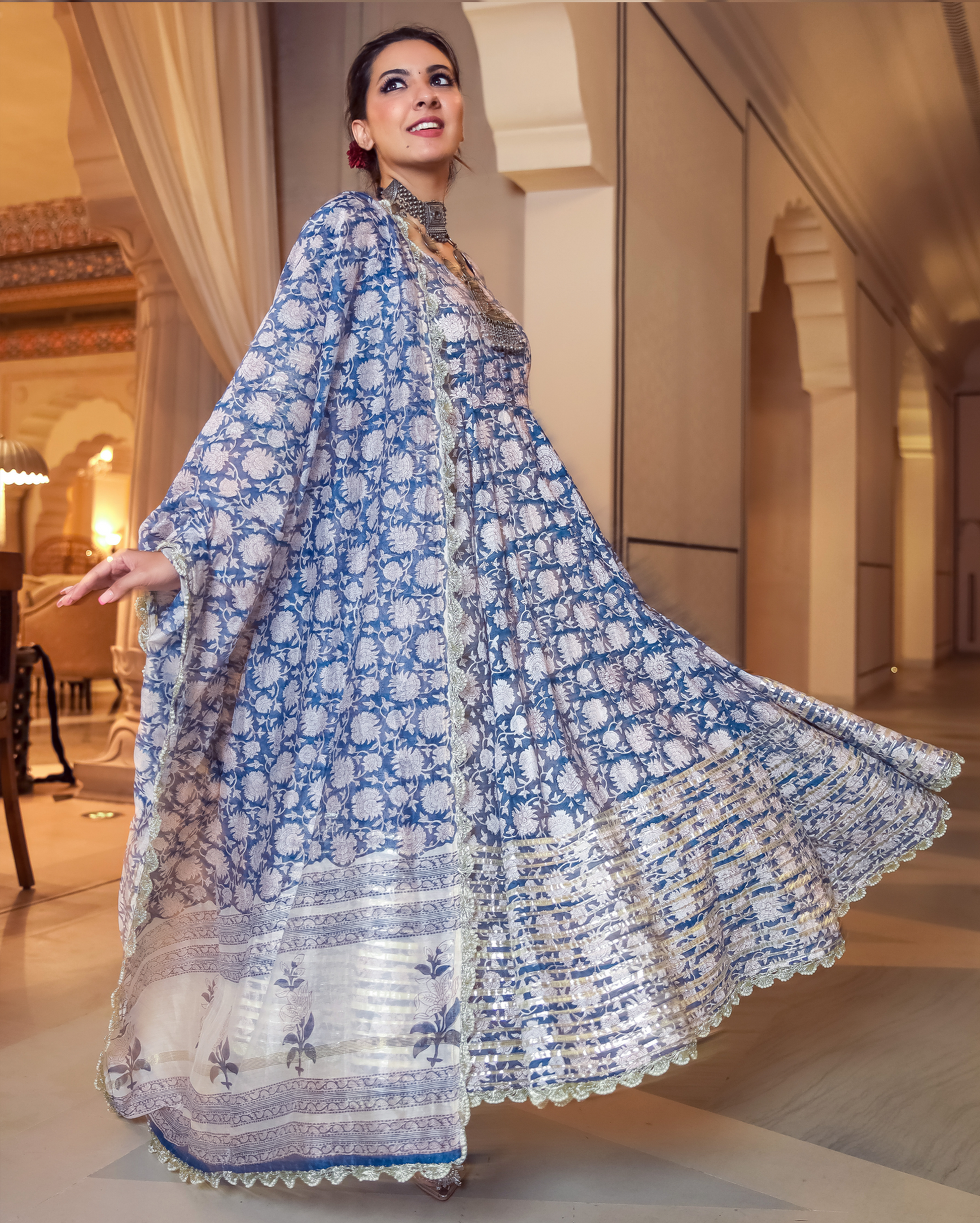 Tropical Sugar Handblock Gota Suit Set Quick Cart