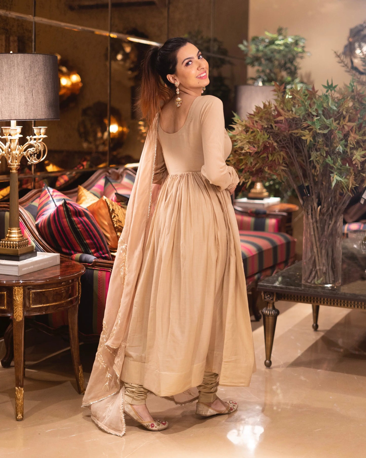 Champagne Gota Mulmul Suit Set My Store