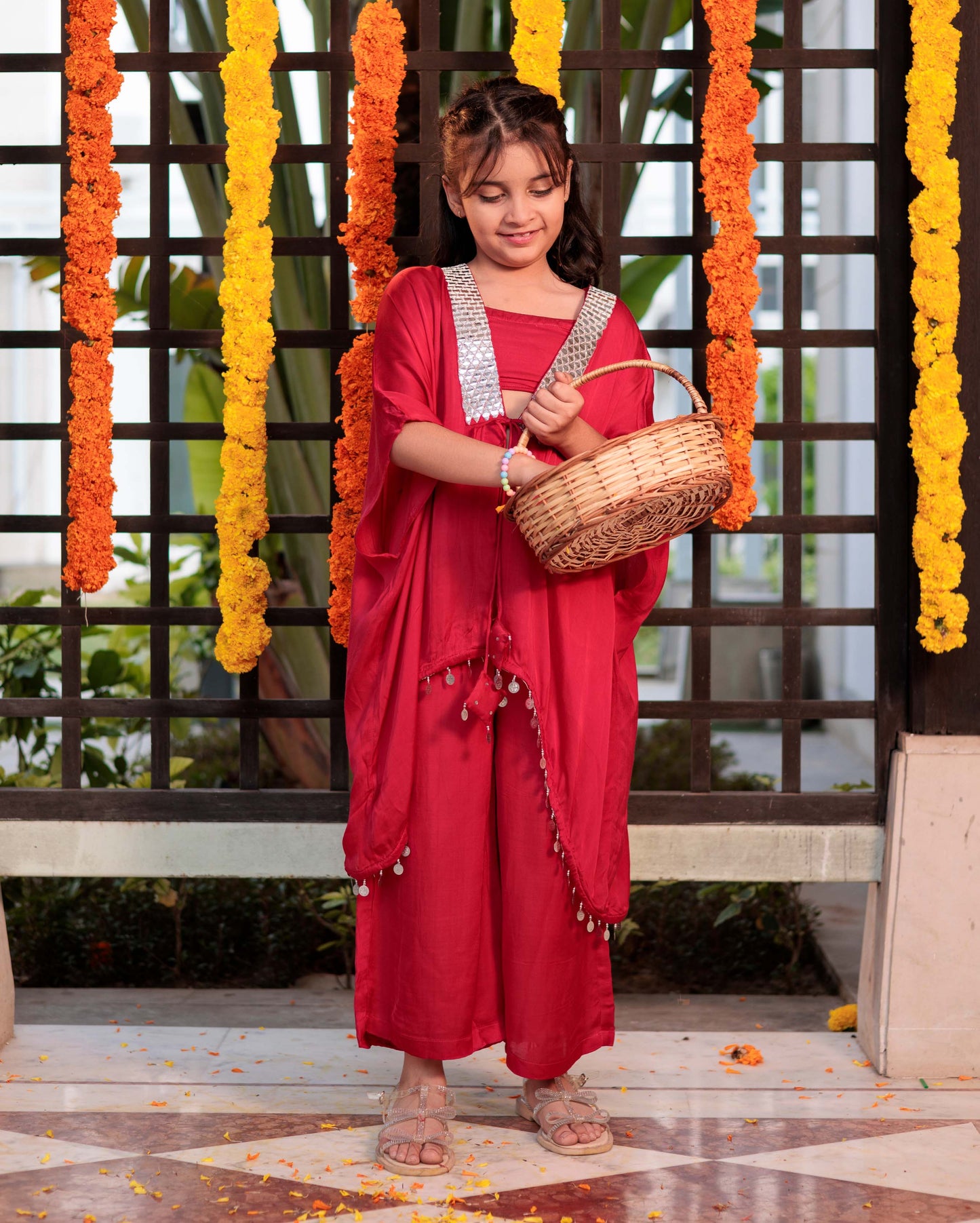 Rosy Reverie Red Satin Coord Set My Store