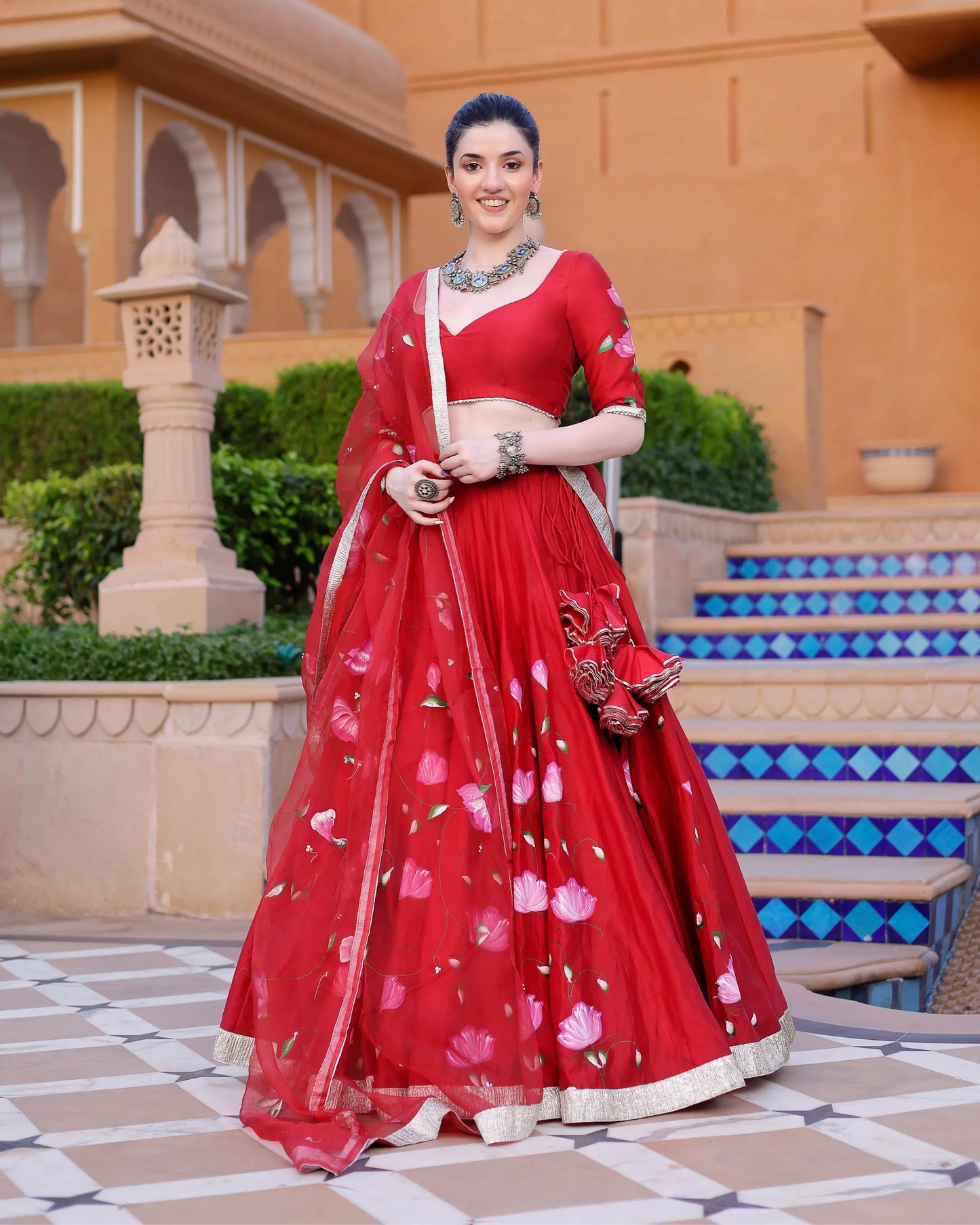 Maalini Handpainted Chanderi Lehenga Set My Store