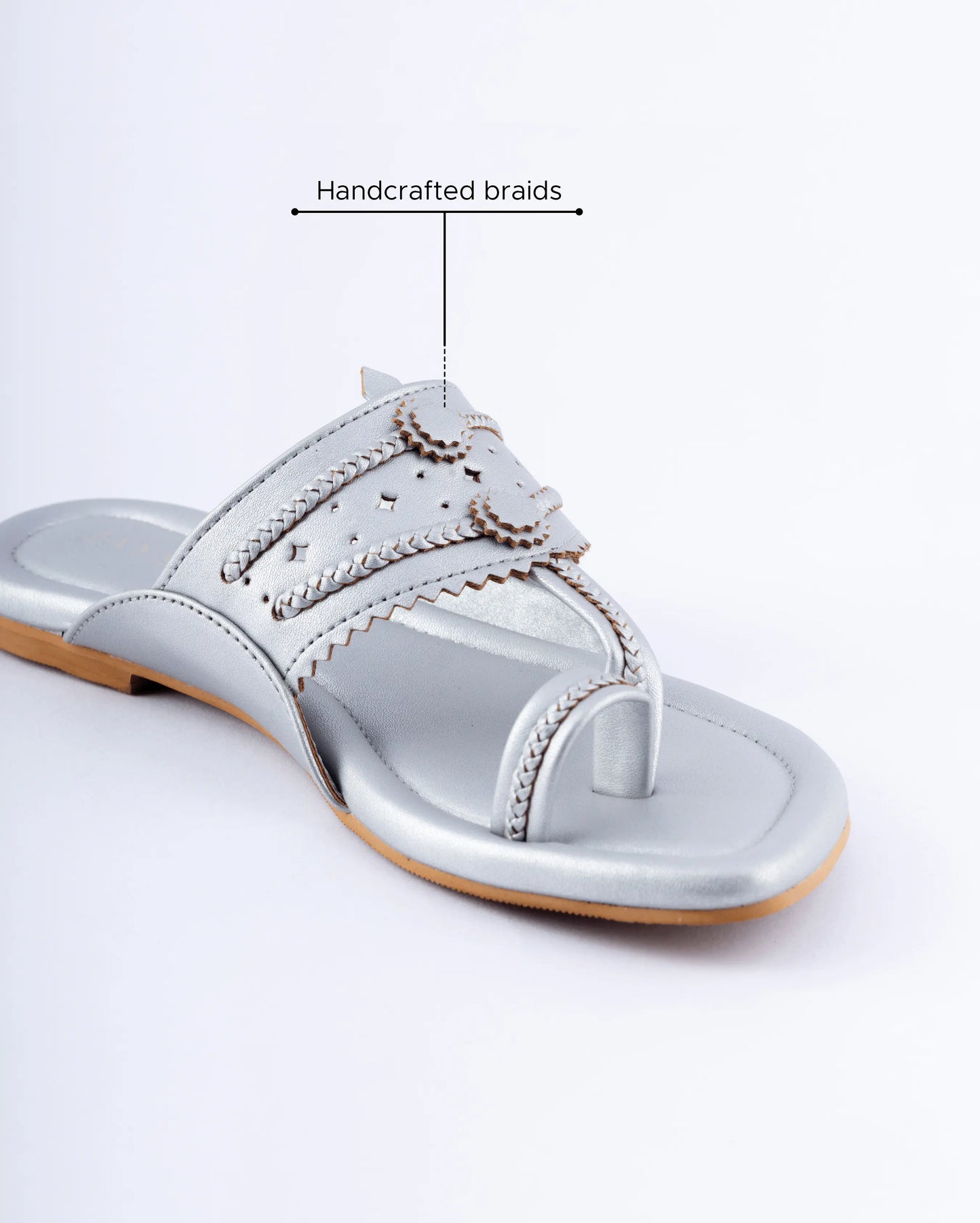 Silver Solid Kolha Flats My Store