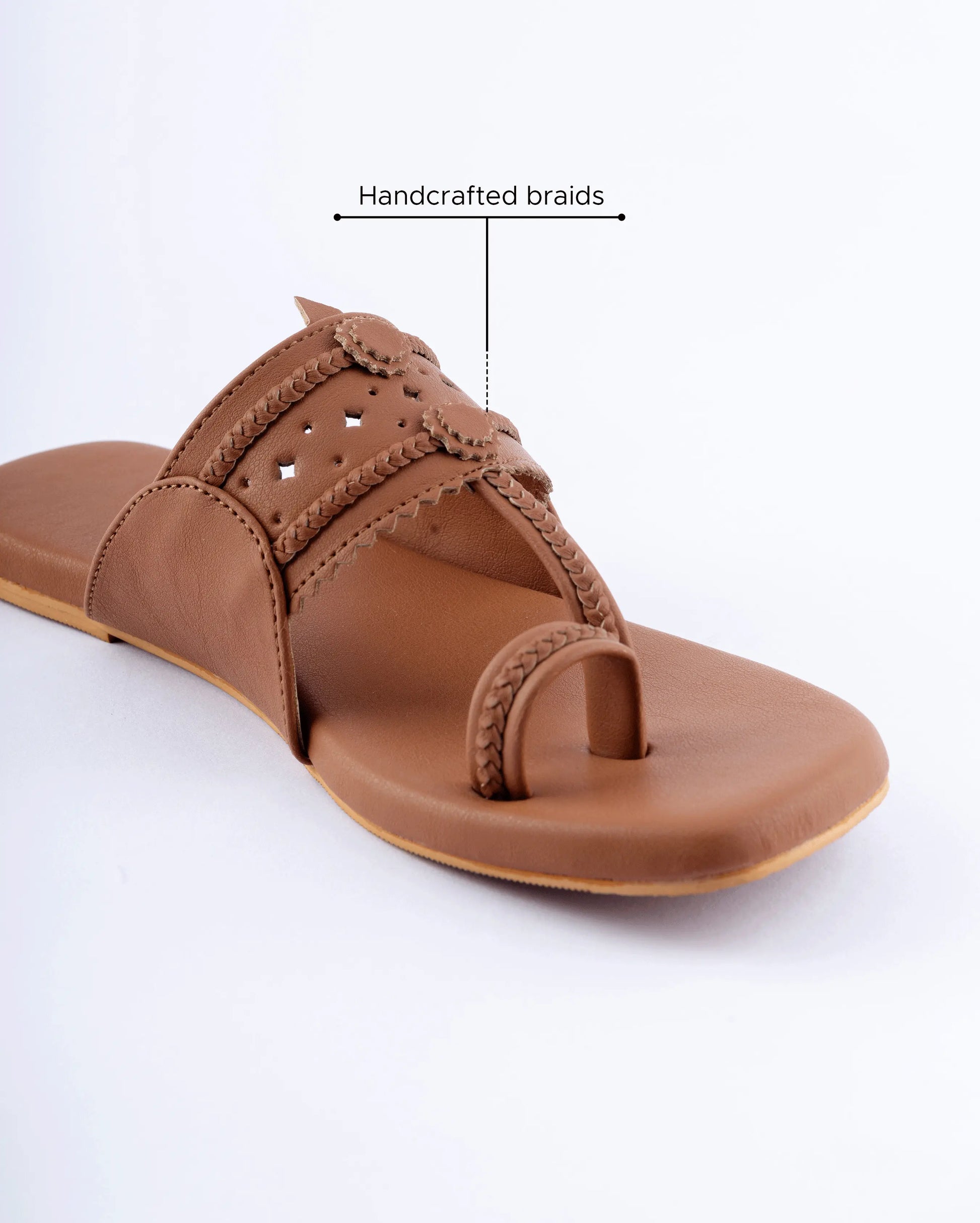 Burlywood Solid Kolha Flats My Store
