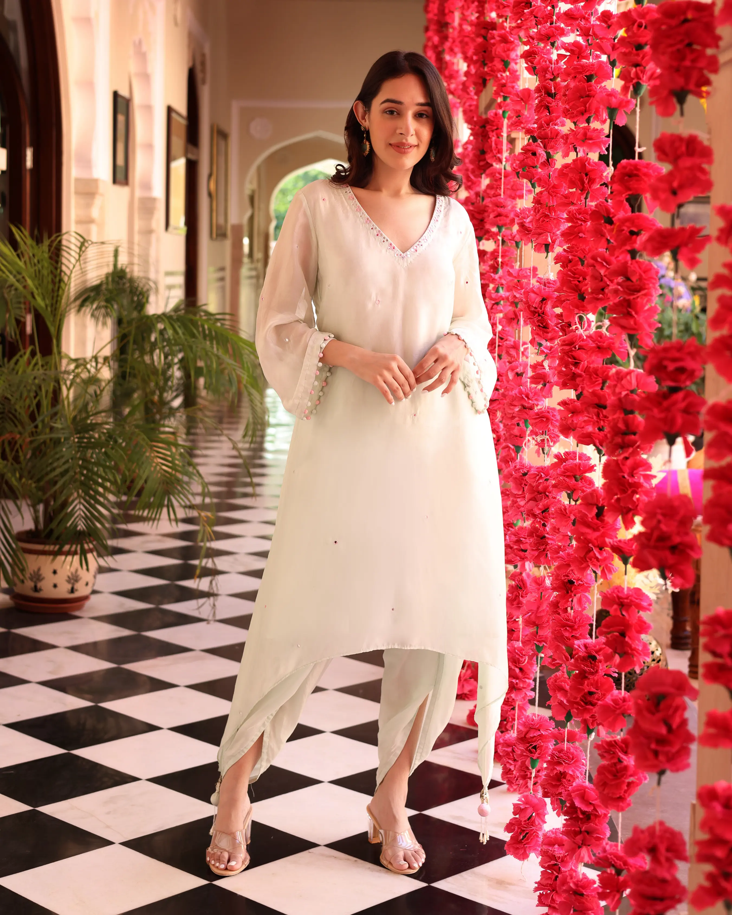 Feral Mint Green Hand Embroidered Silk Coord Set My Store