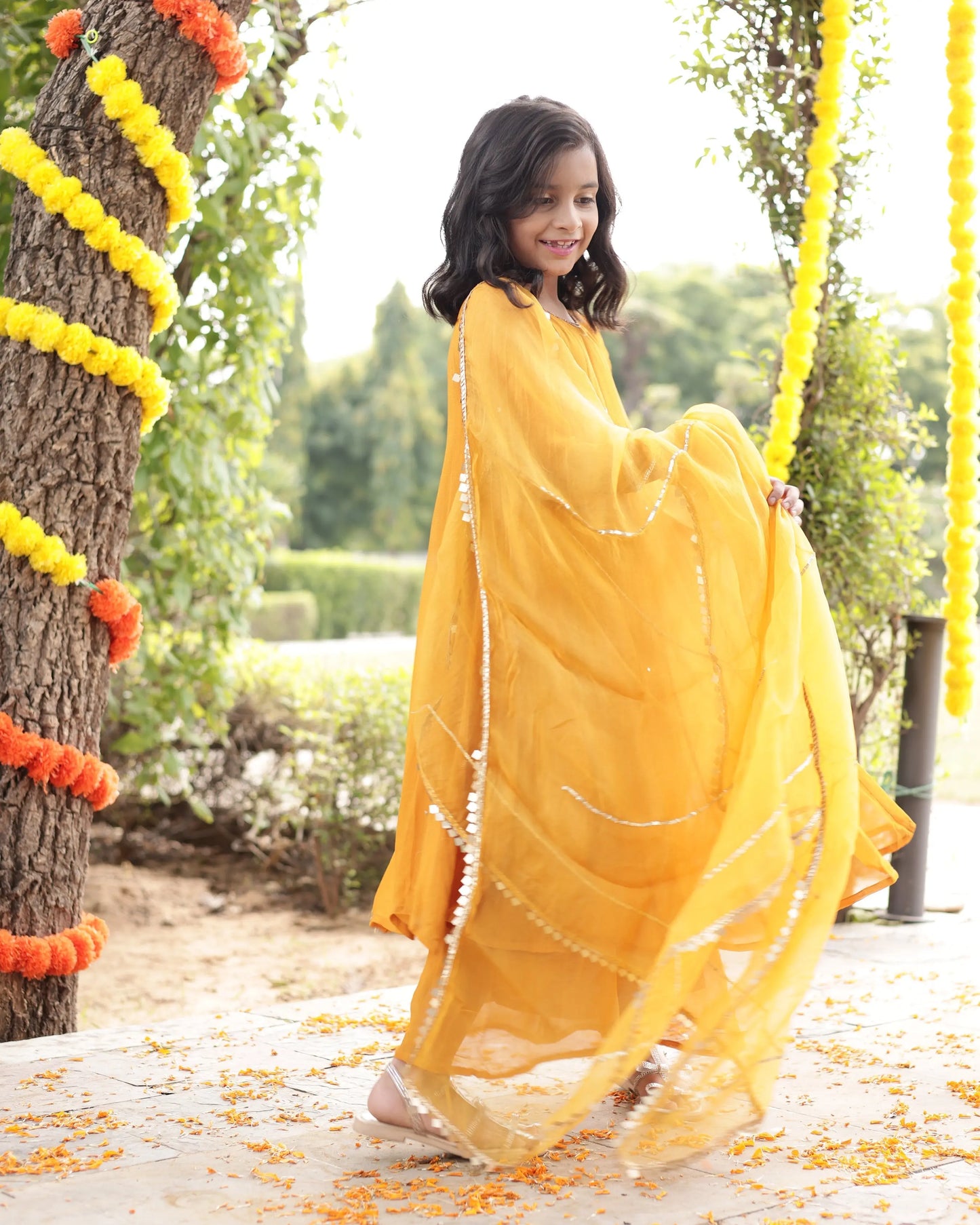 Doodle Mustard Sequin Georgette Suit Set My Store