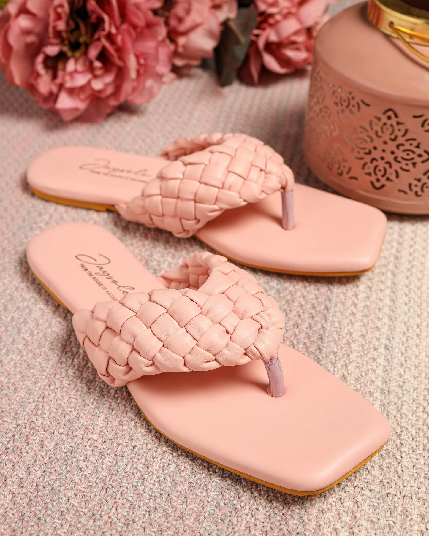 Cream Tan Braided Flats My Store
