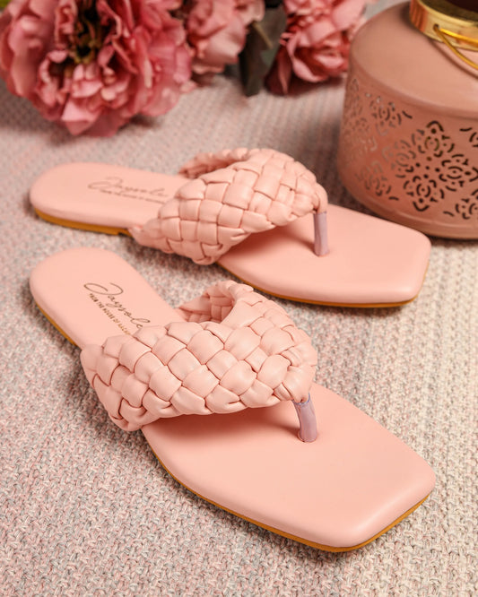 Cream Tan Braided Flats My Store
